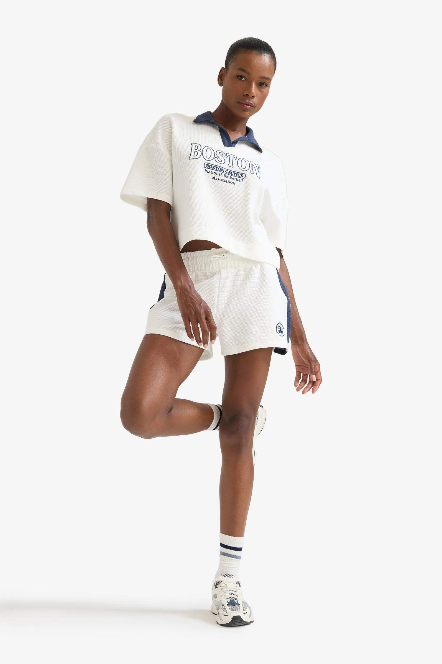 DeFactoFit NBA Boston Celtics Standard Fit Waffle Shorts