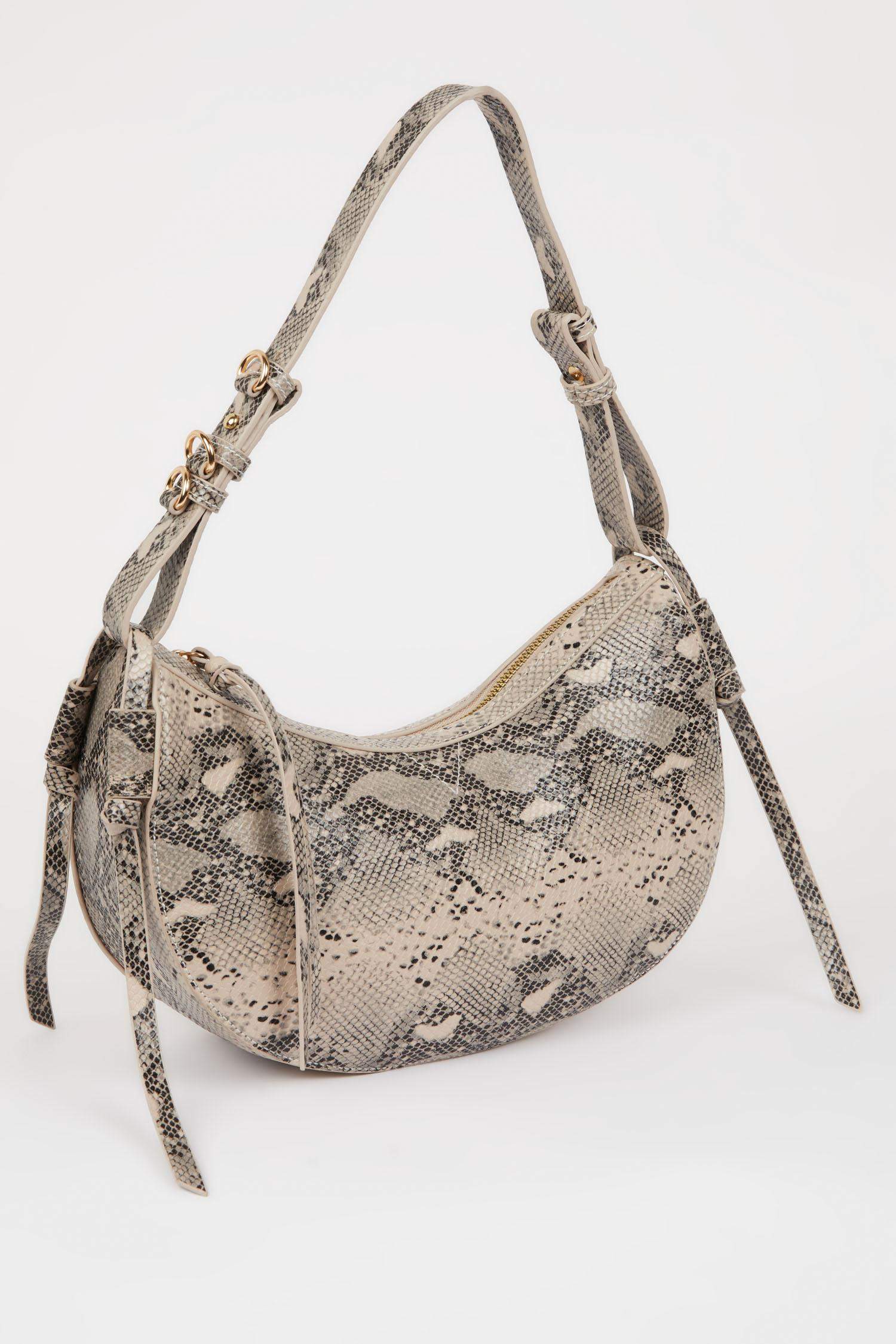 Woman Faux Leather Snakeskin Patterned Shoulder Bag