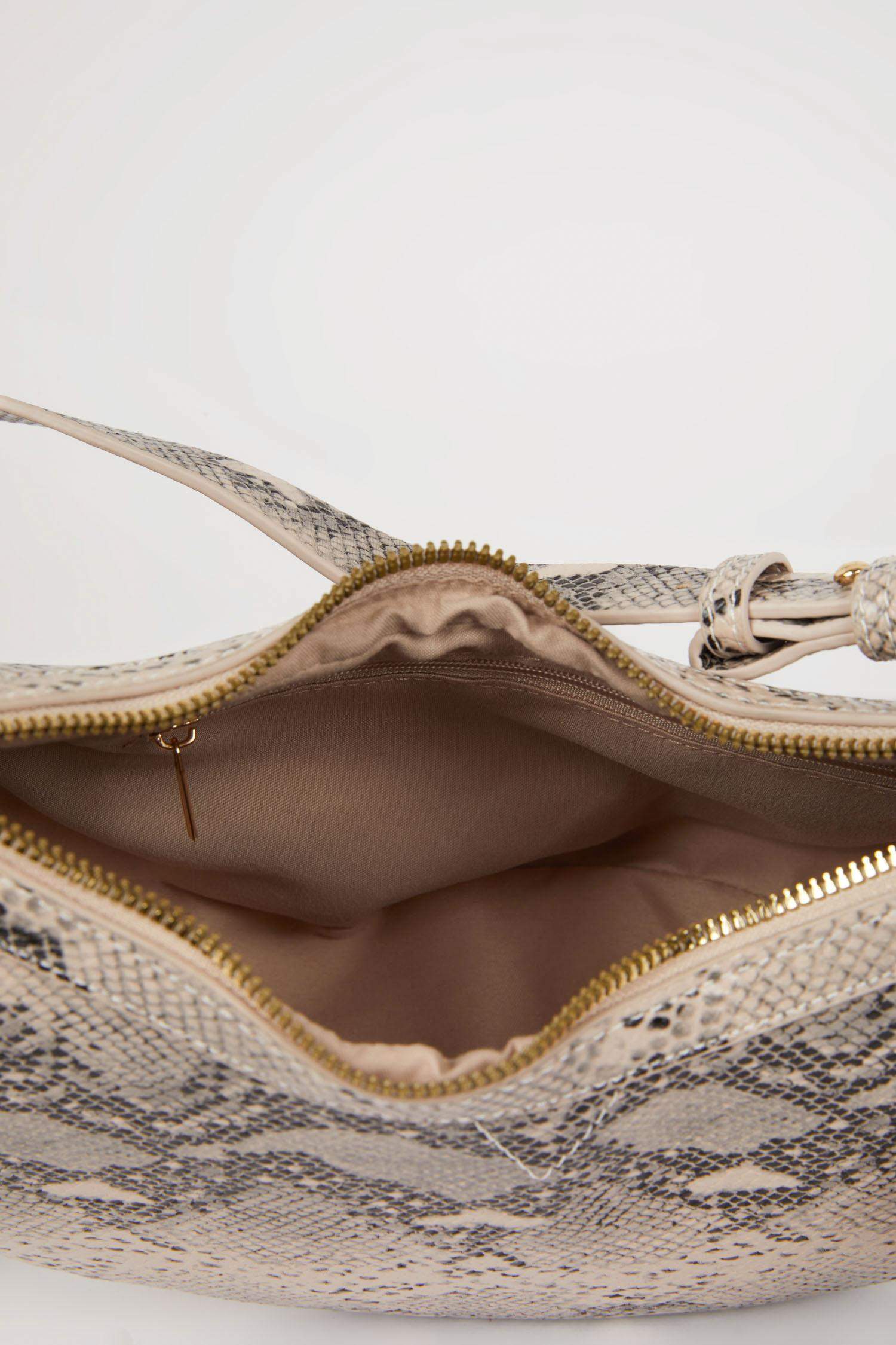 Woman Faux Leather Snakeskin Patterned Shoulder Bag