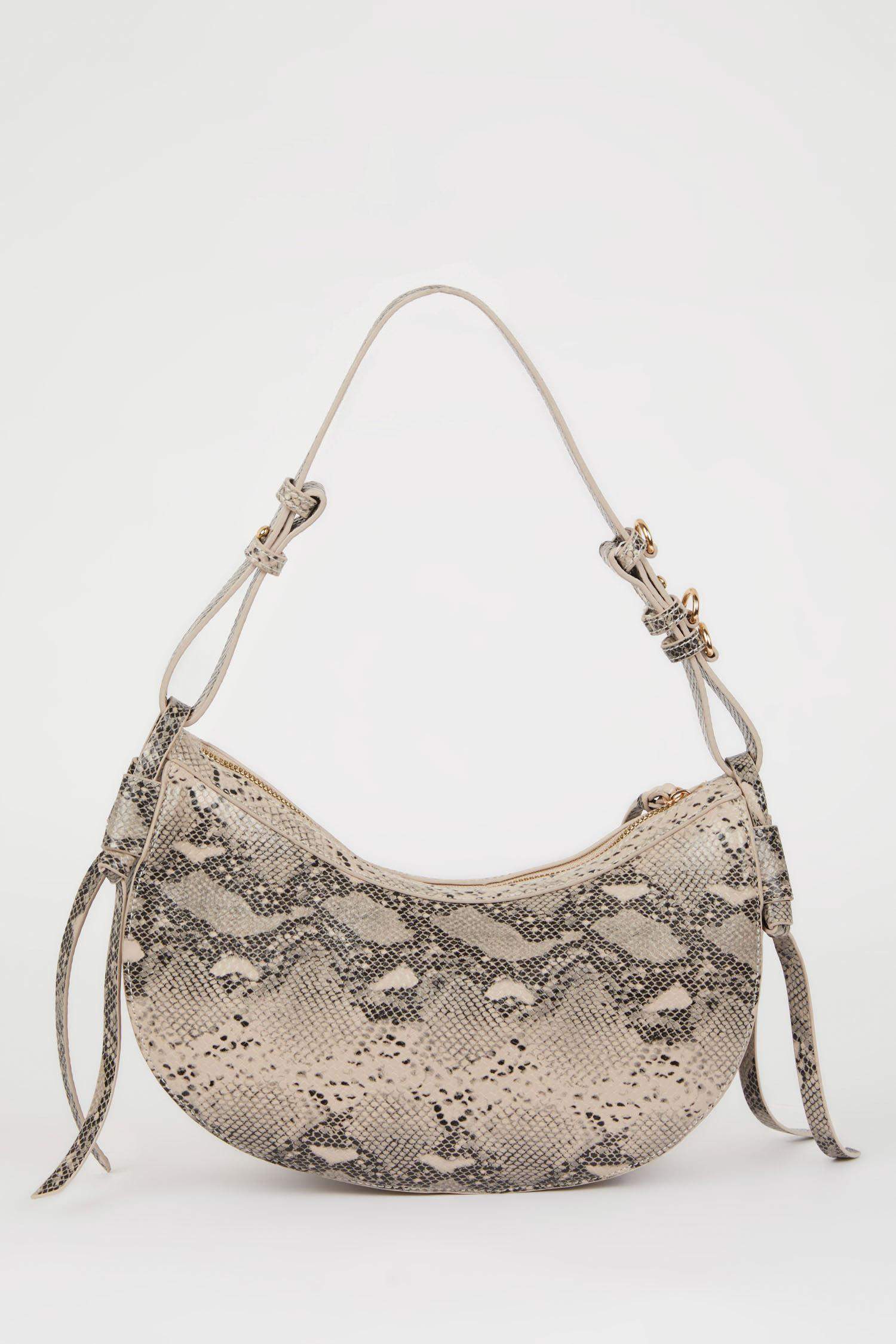 Woman Faux Leather Snakeskin Patterned Shoulder Bag