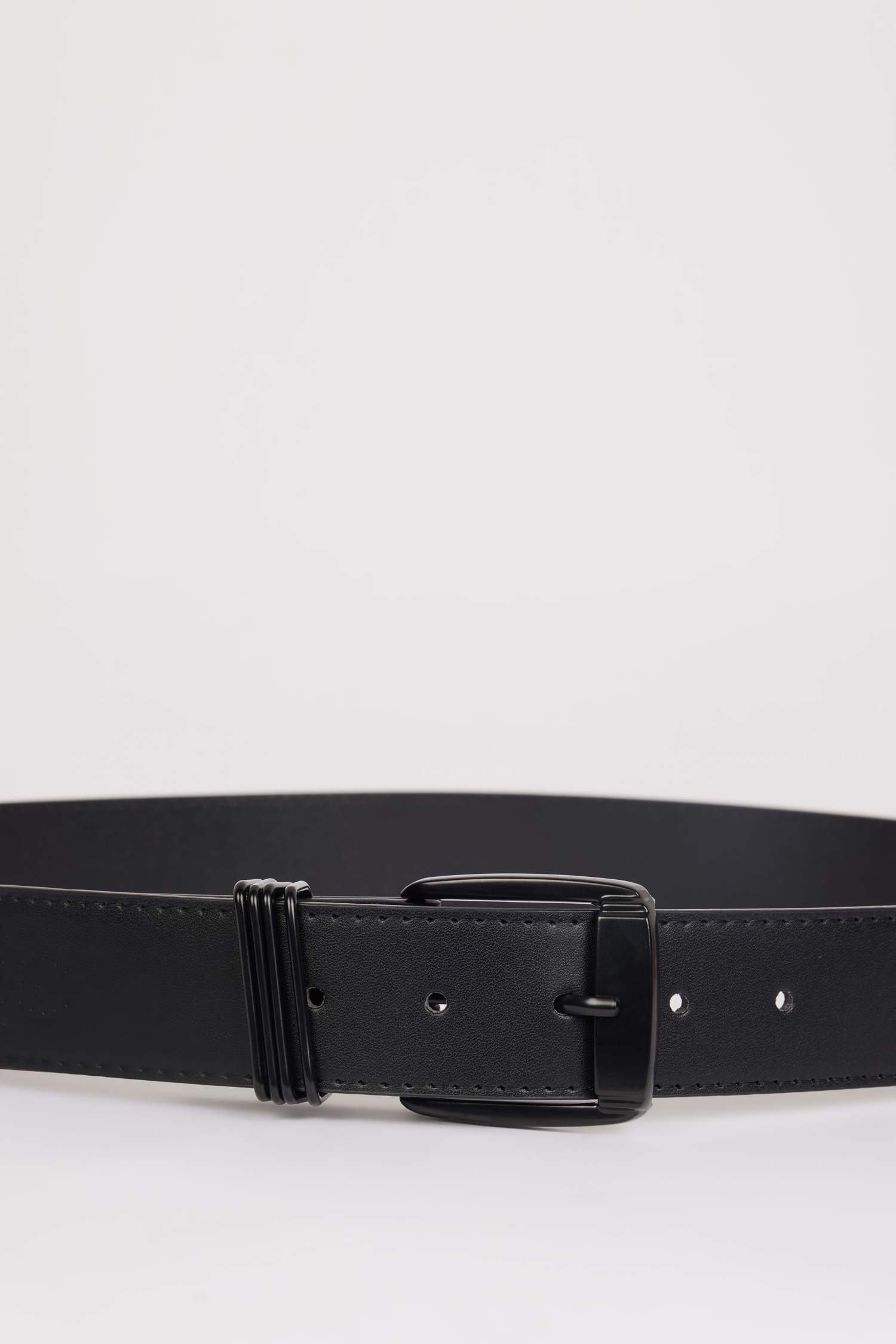 Man Rectangle Clasp Faux Leather Jean Belt