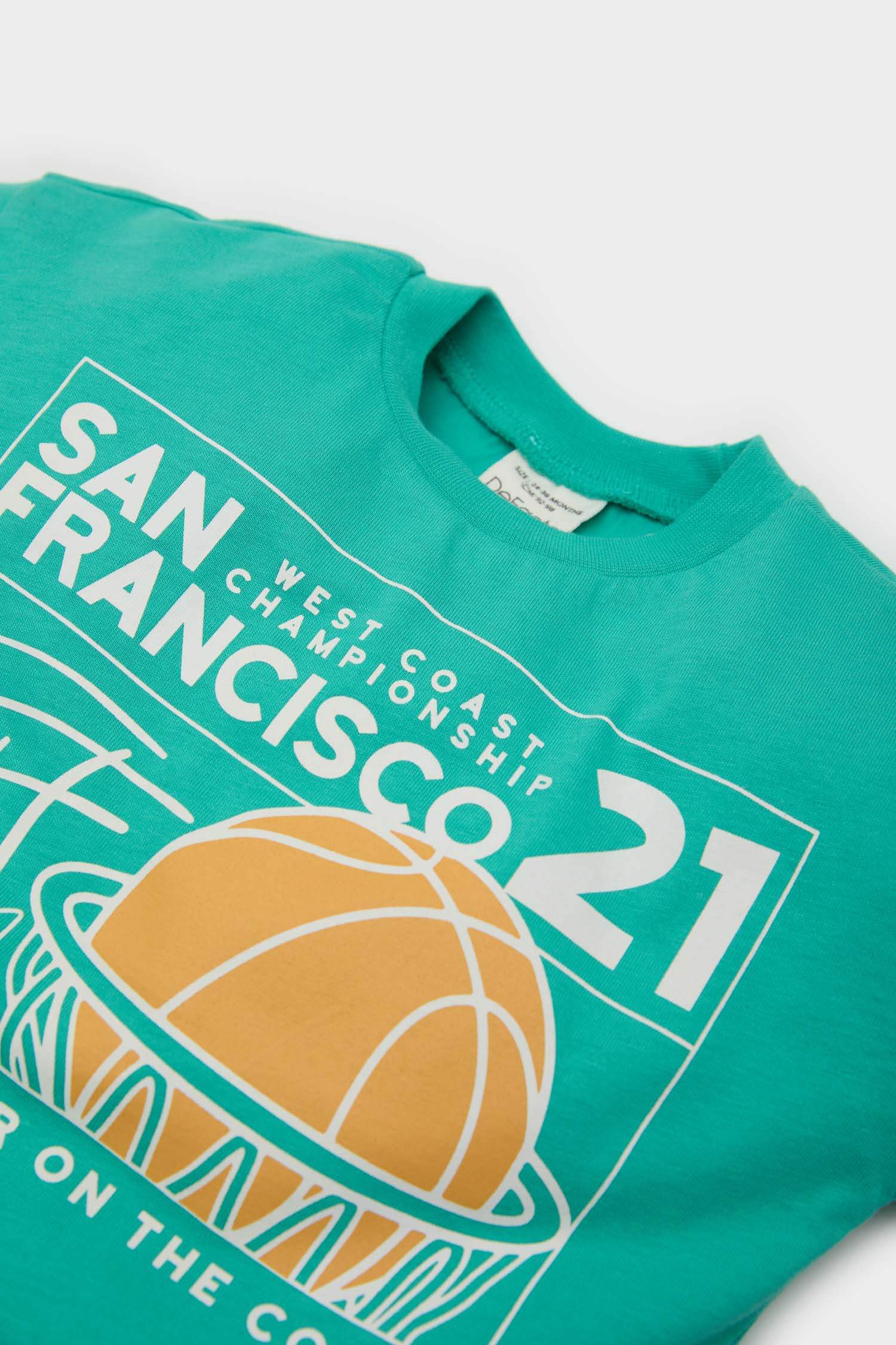 Erkek Bebek Bisiklet Yaka Spor Baskılı Uzun Kollu Tişört