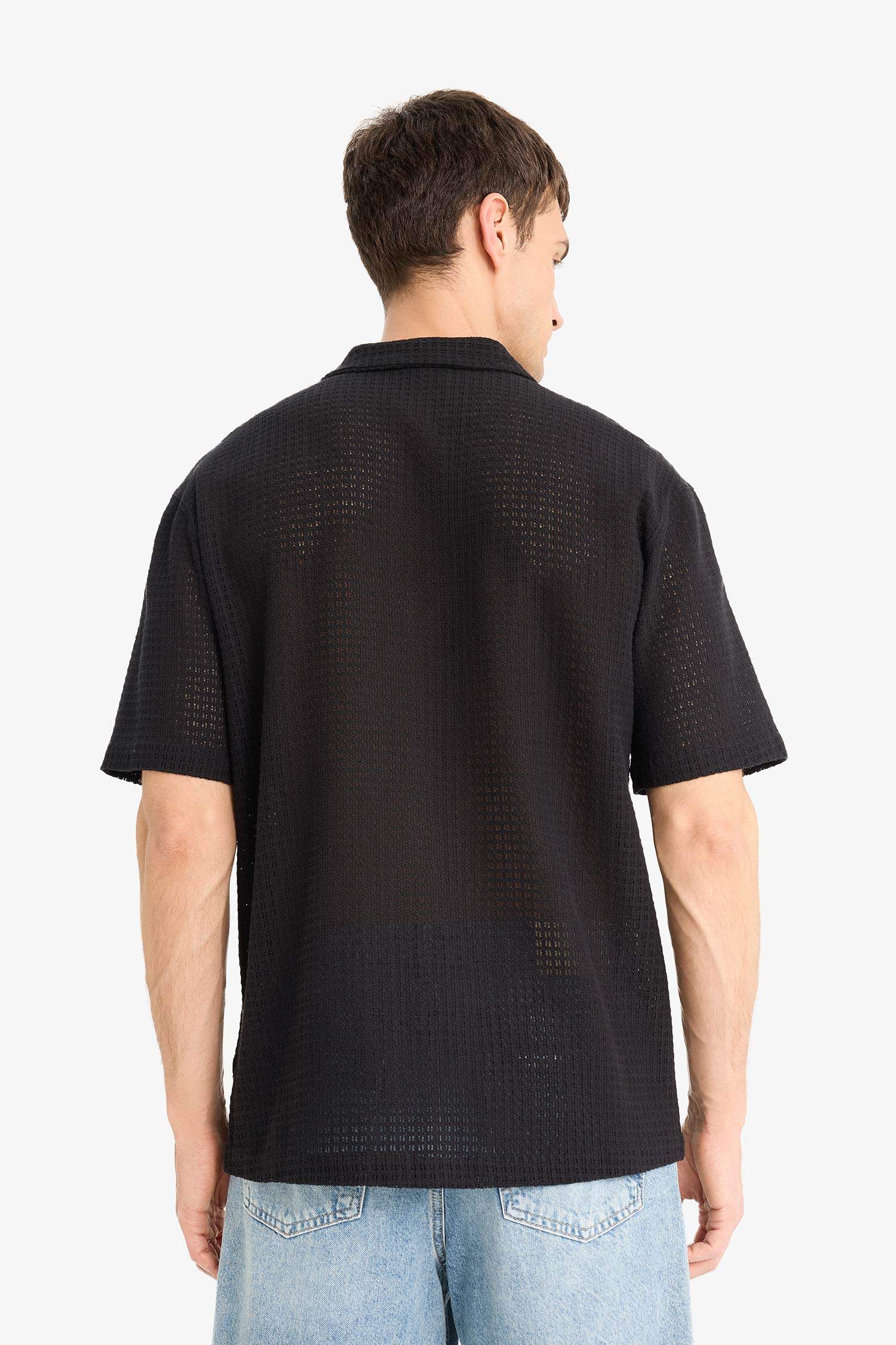 Regular Fit Apache Neck Short Sleeve Shirt