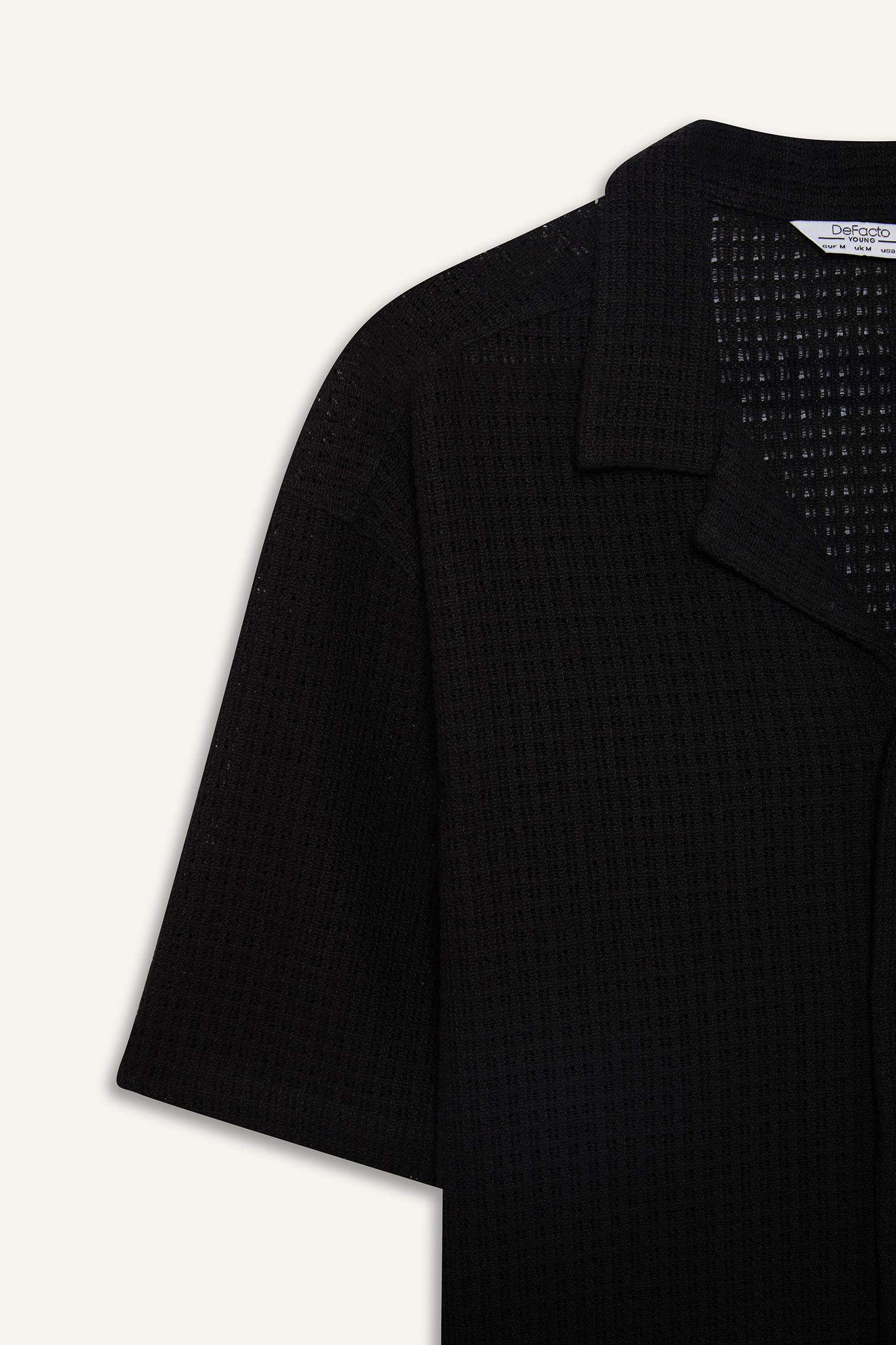 Regular Fit Apache Neck Short Sleeve Shirt