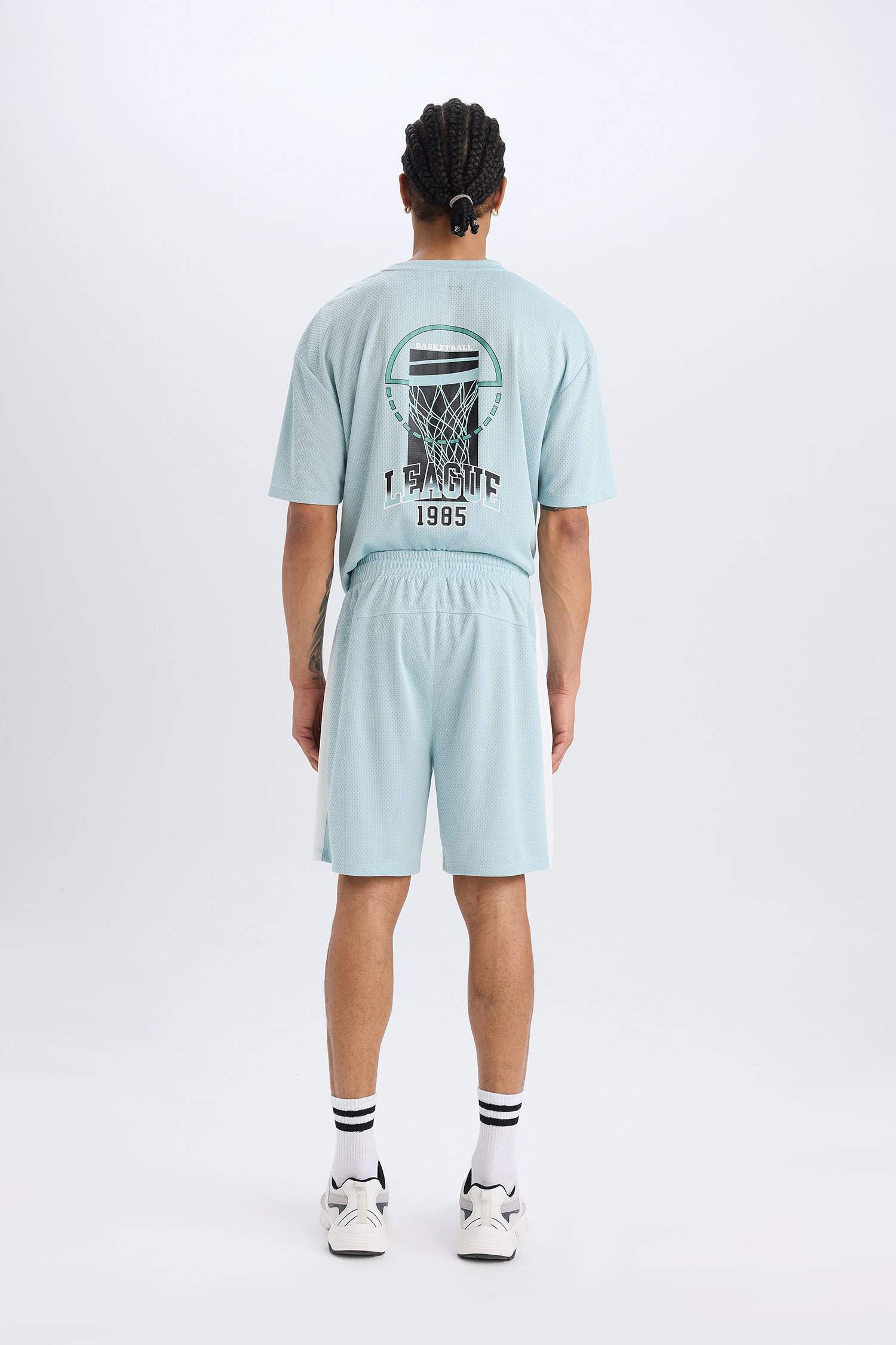 DeFactoFit شورت قصير رياضي قصة عادية مطبوع بجيب من