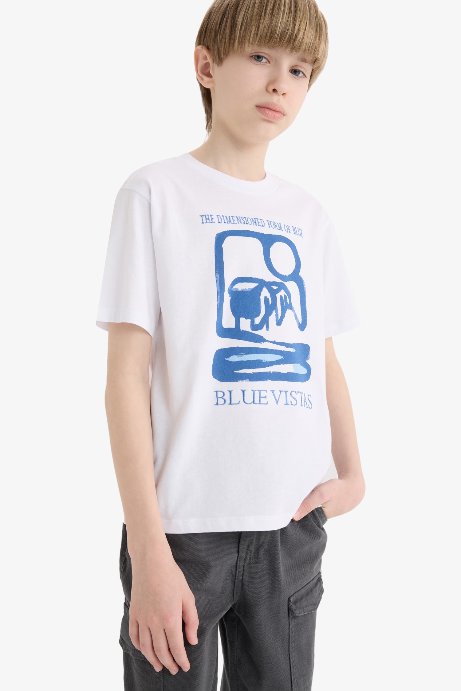 Erkek Çocuk Bisiklet Yaka Baskılı Kısa Kollu Tişört