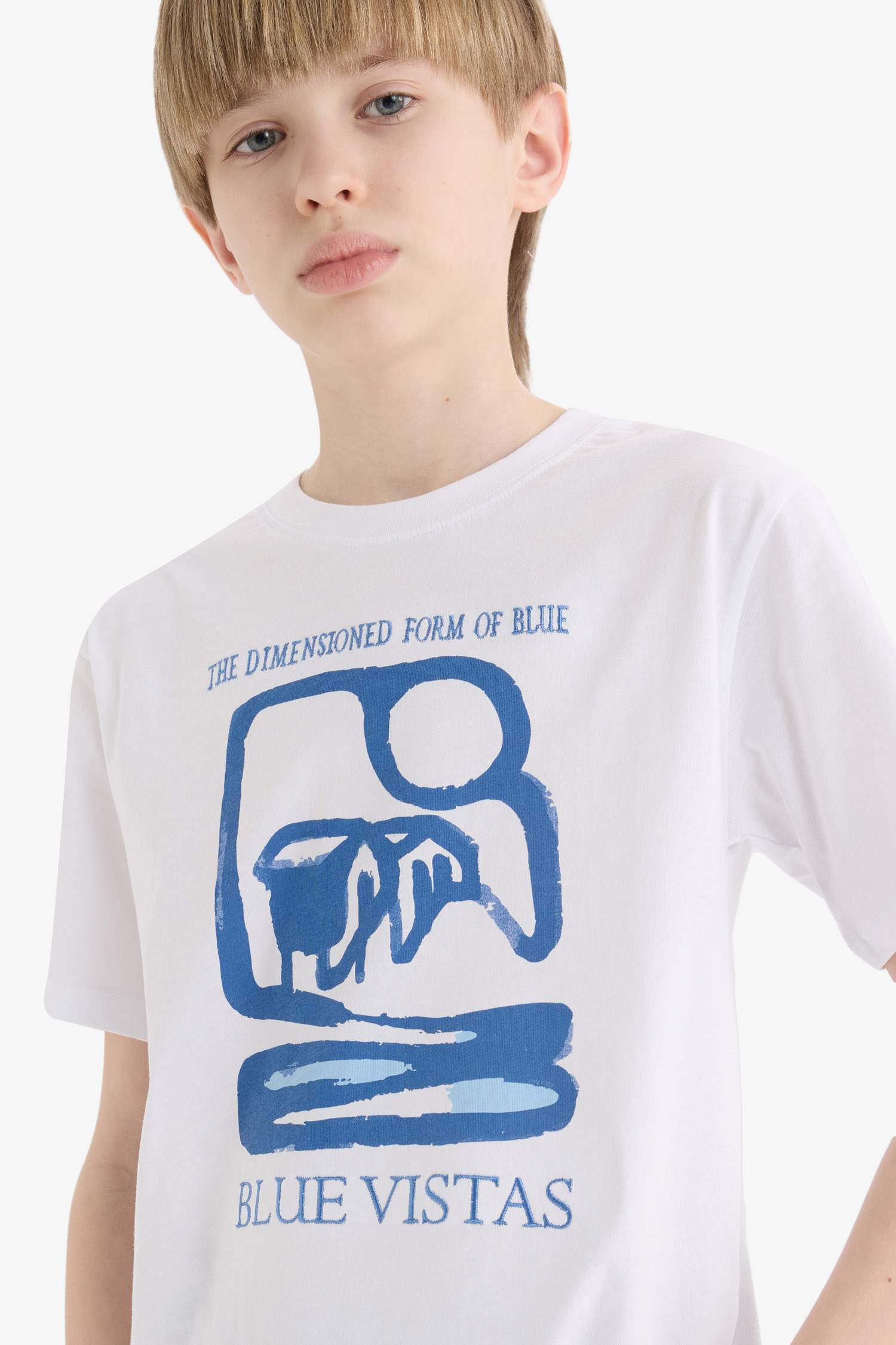 Erkek Çocuk Bisiklet Yaka Baskılı Kısa Kollu Tişört