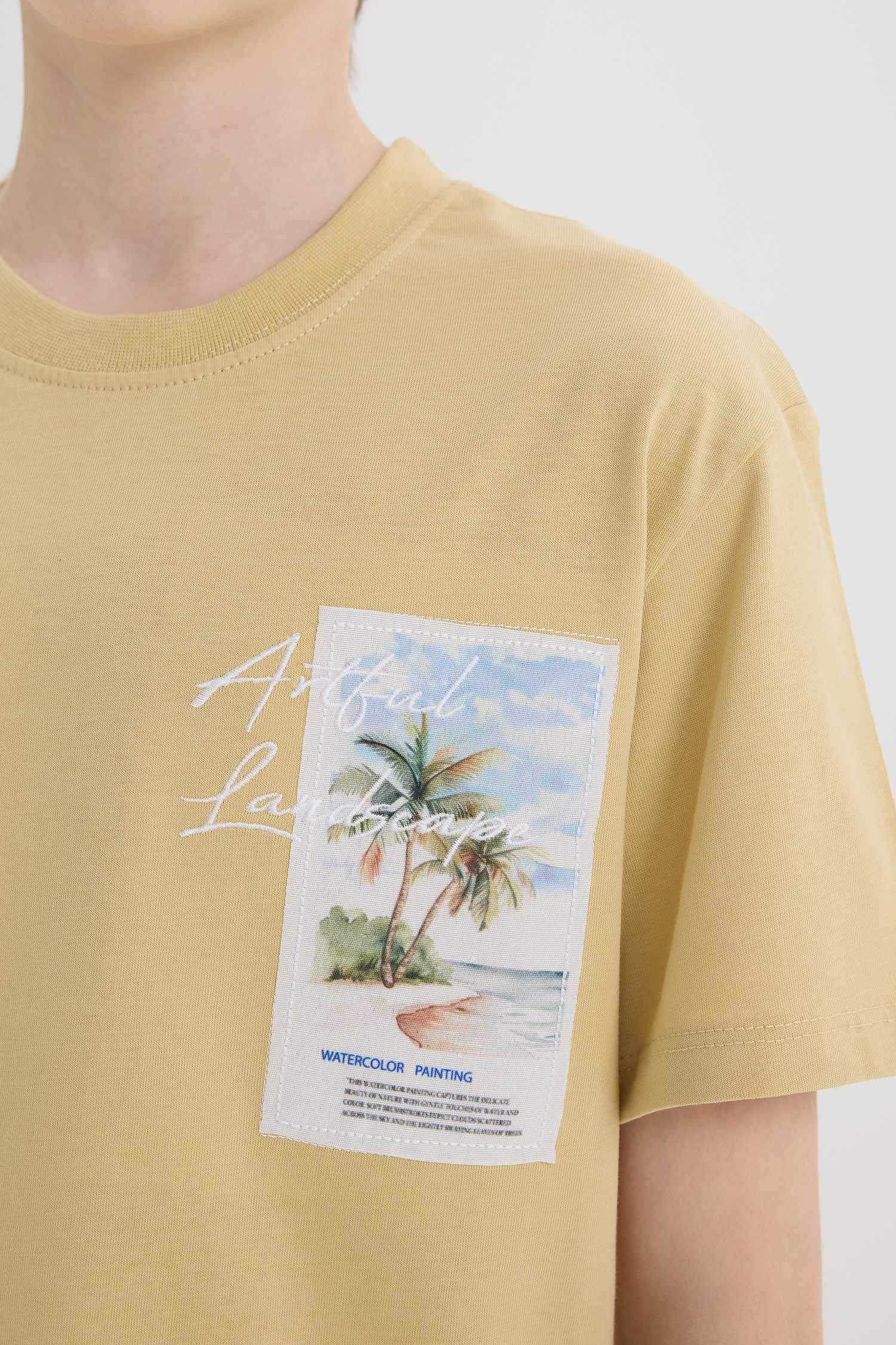 Футболка с круглым вырезом и вышивкой для мальчиков