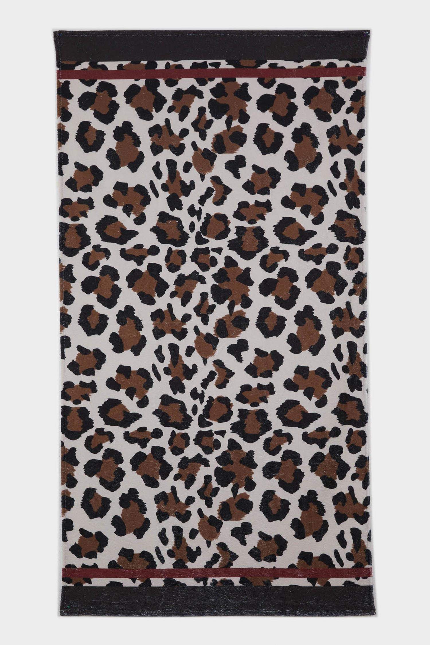 Kadın Leopar Desenli Pamuklu Plaj Havlusu