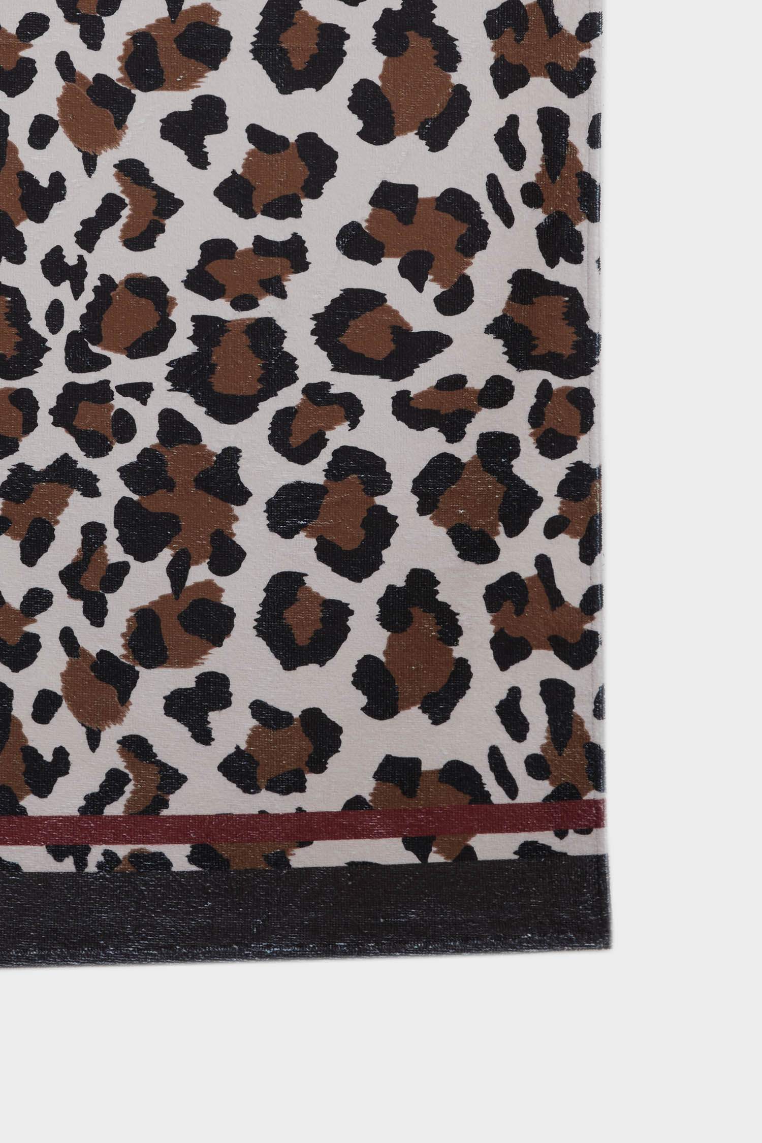 Kadın Leopar Desenli Pamuklu Plaj Havlusu