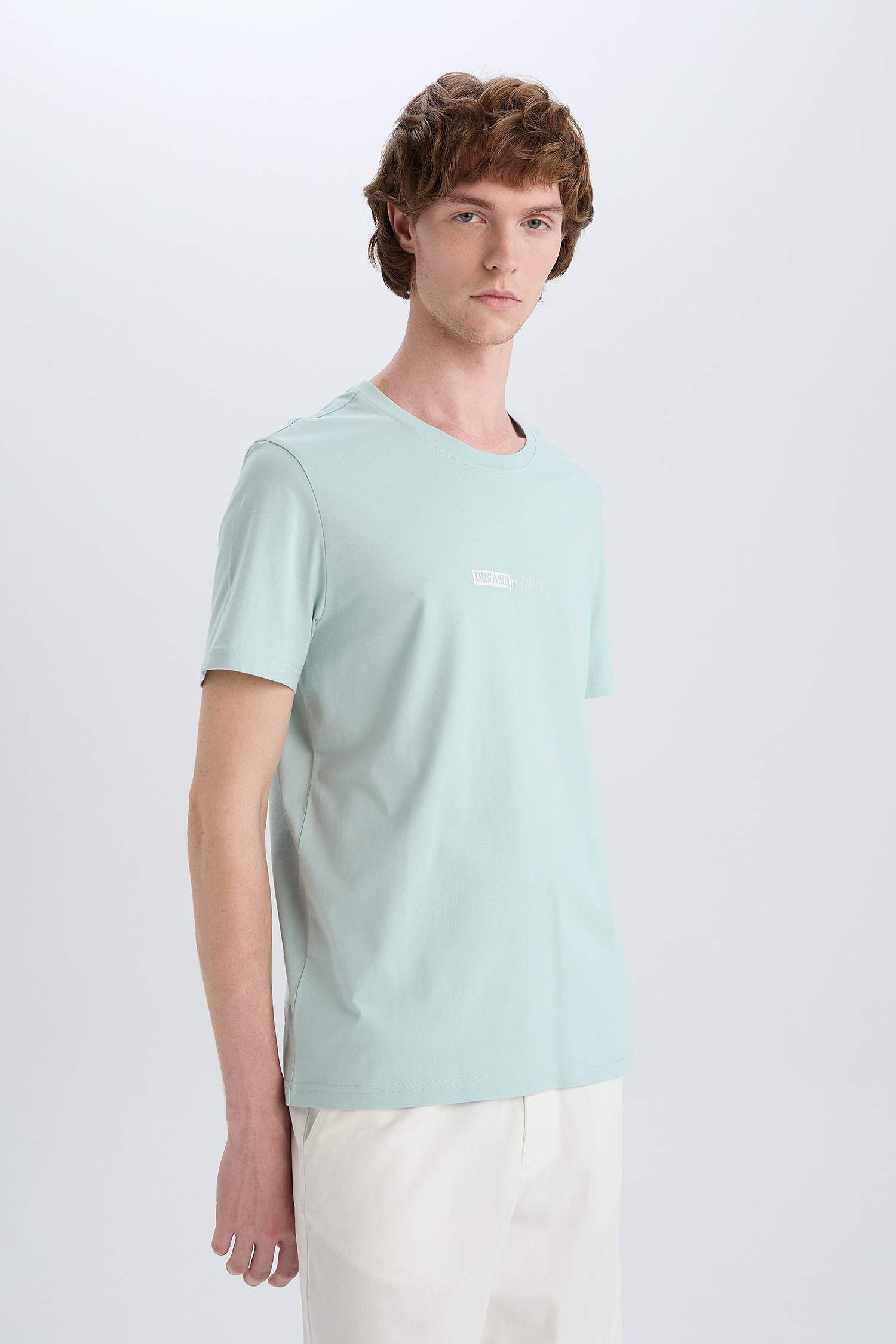 Узкая посадка футболка с круглым вырезом и короткими рукавами с принтом