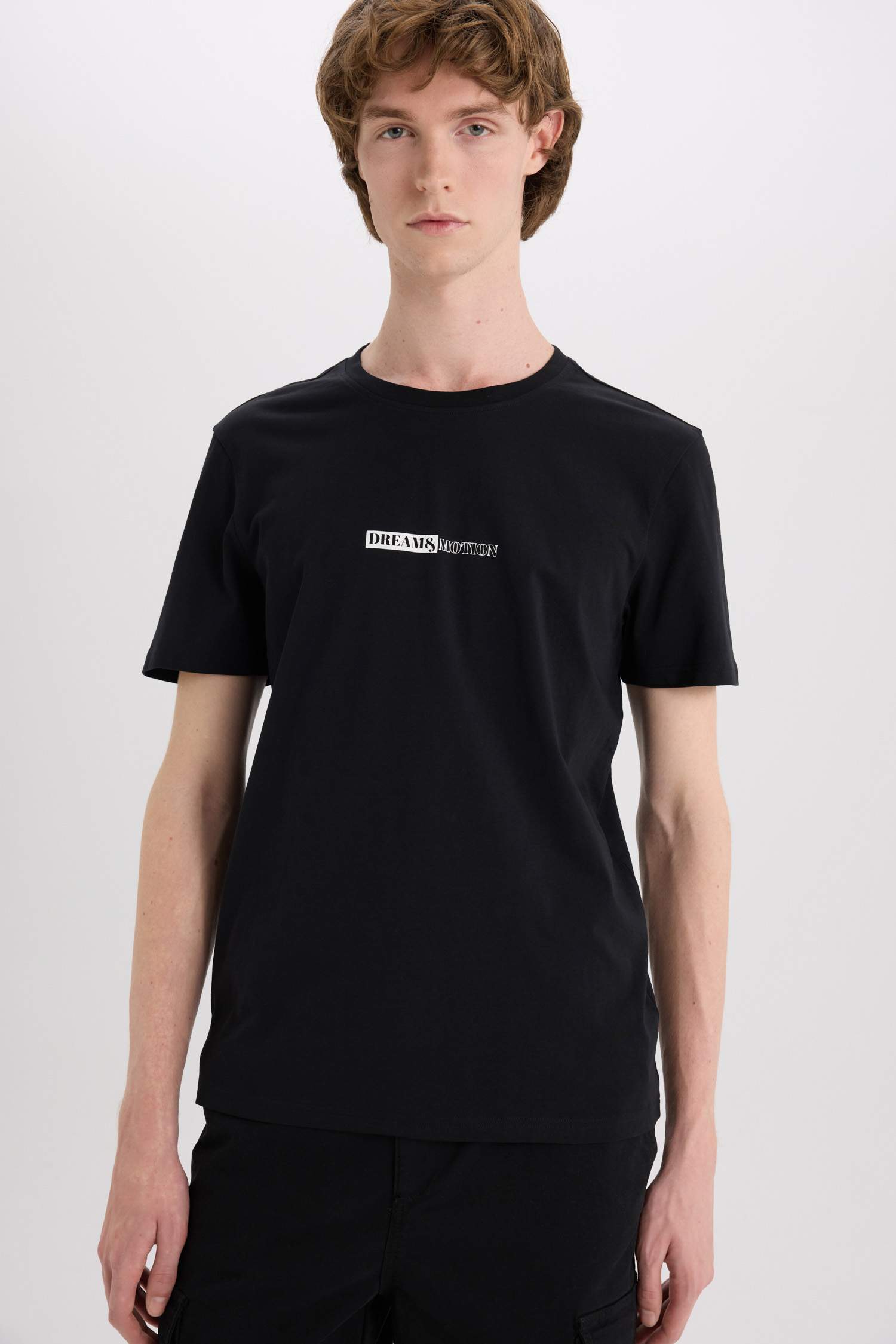 Узкая посадка футболка с круглым вырезом и короткими рукавами с принтом