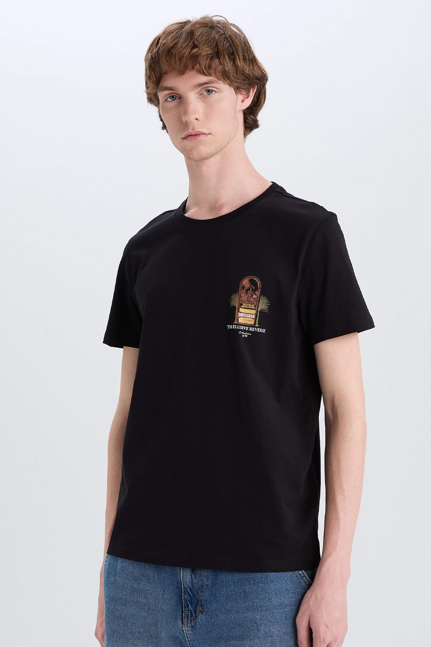 تيشيرت مطبوع سليم فيت برقبة مستديرة