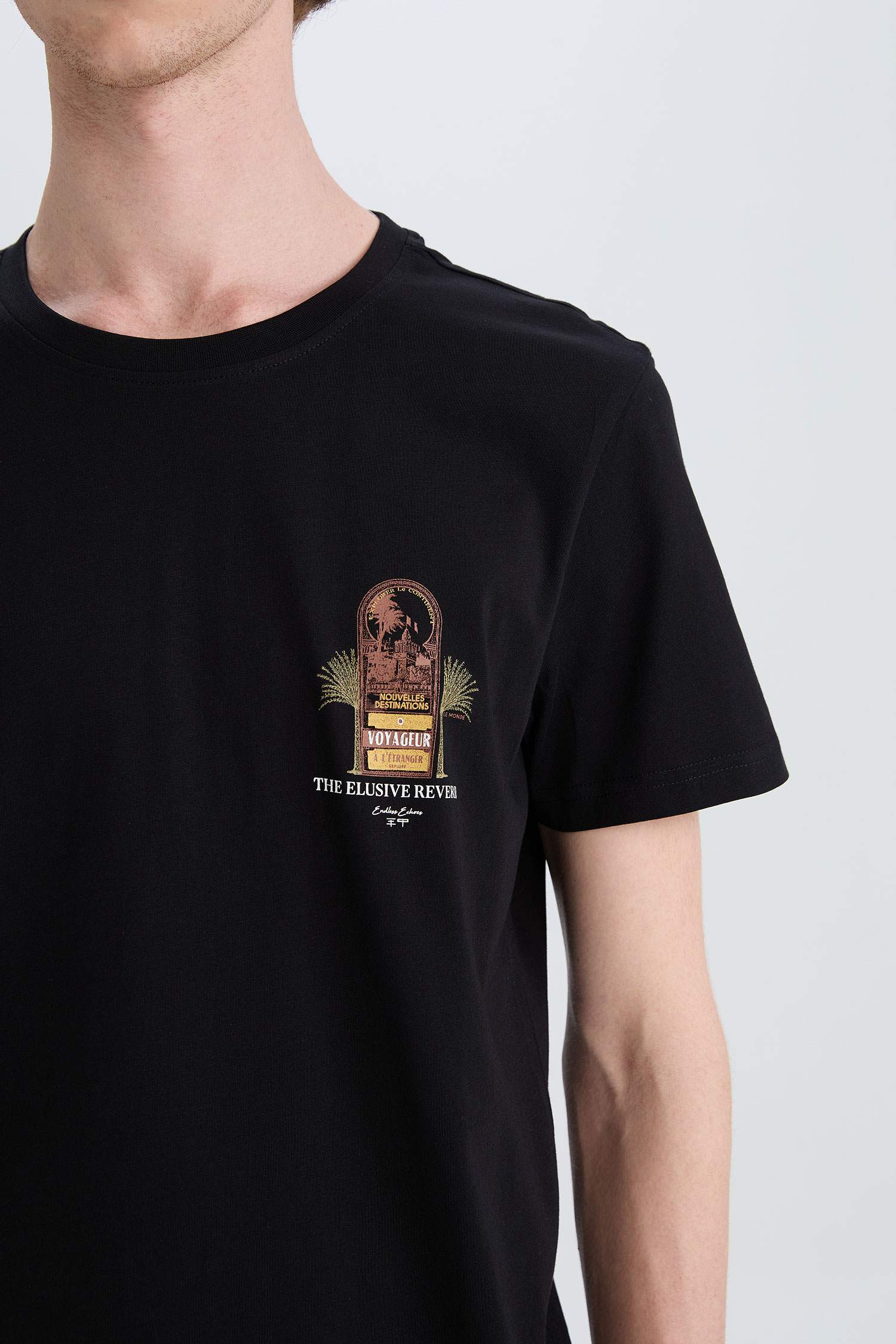 T-shirt slim en coton imprimé à col rond