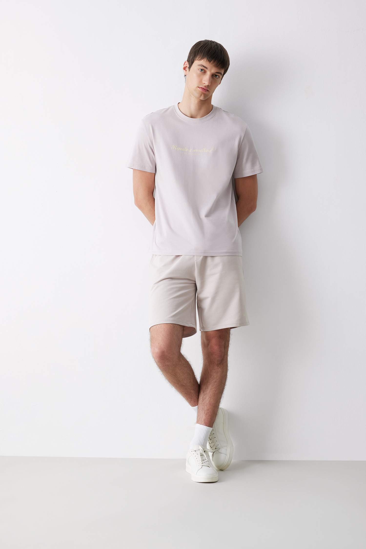 T-shirt en coton imprimé à col rond et manches courtes Coupe régulière