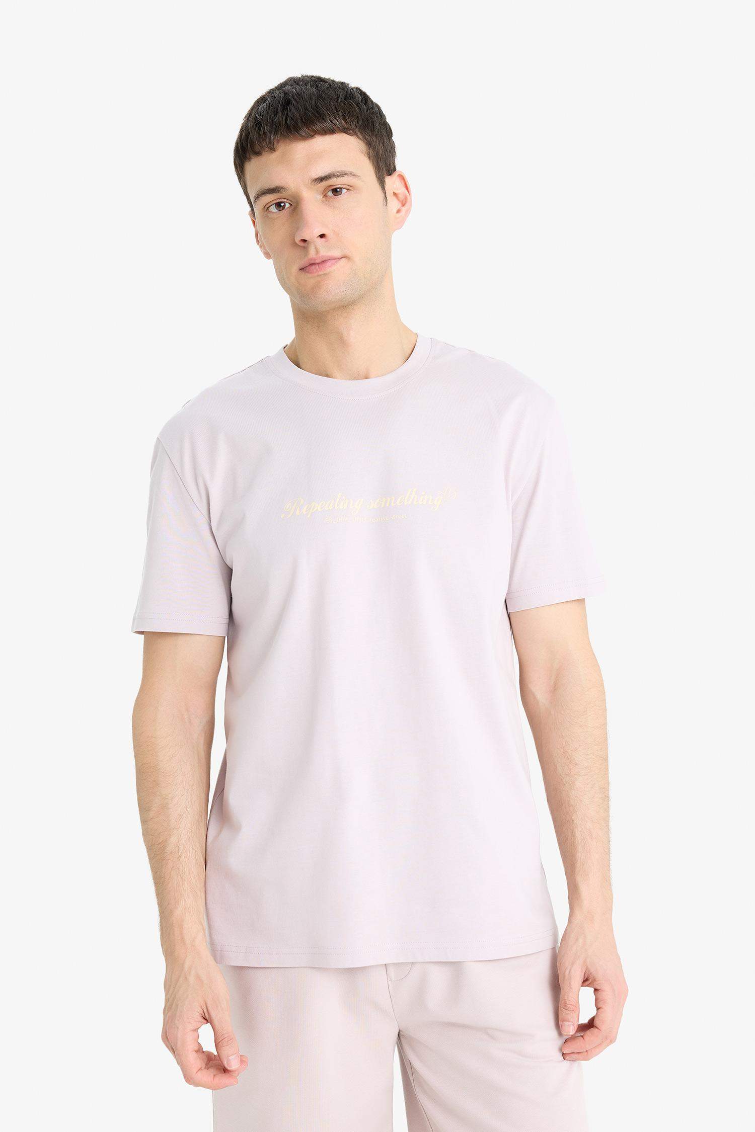 T-shirt en coton imprimé à col rond et manches courtes Coupe régulière