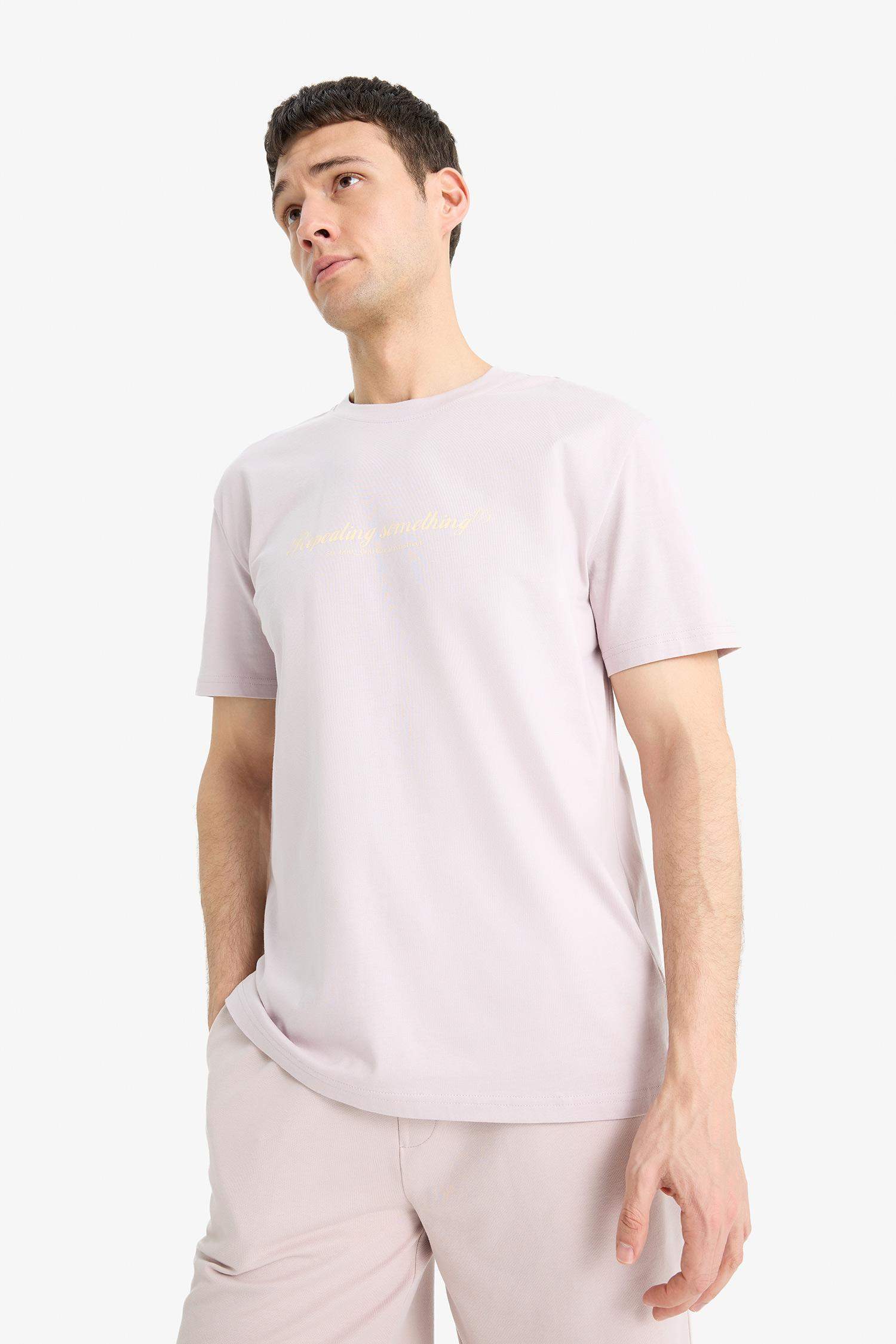 T-shirt en coton imprimé à col rond et manches courtes Coupe régulière