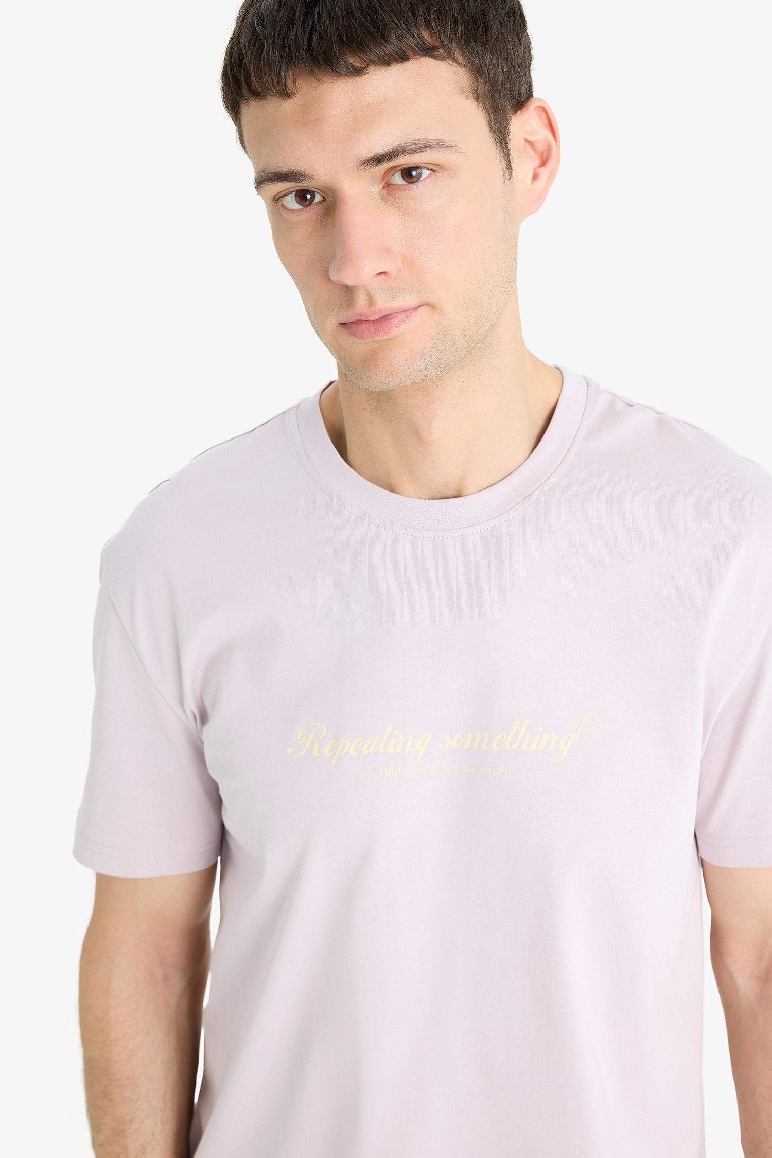 T-shirt en coton imprimé à col rond et manches courtes Coupe régulière