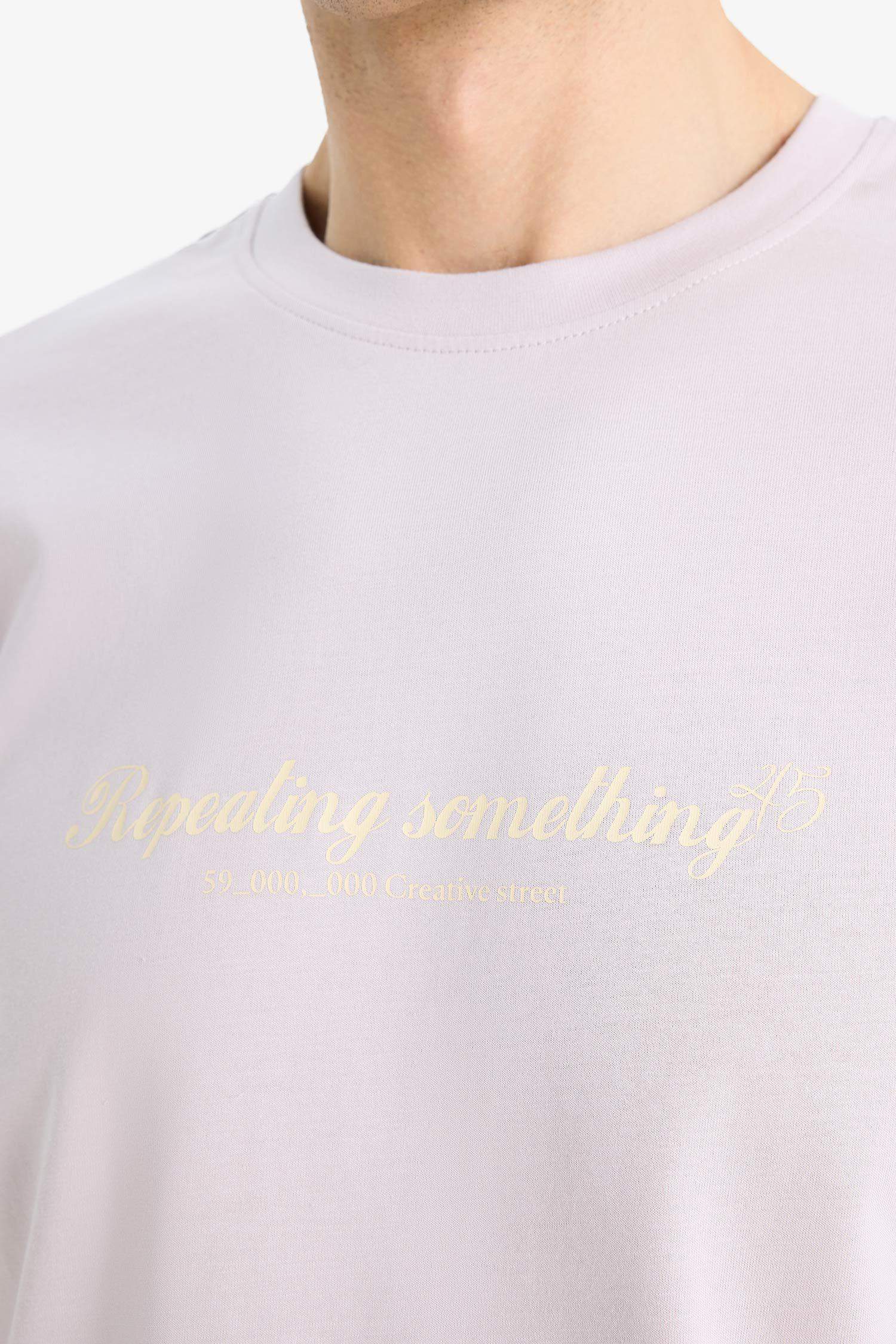 T-shirt en coton imprimé à col rond et manches courtes Coupe régulière