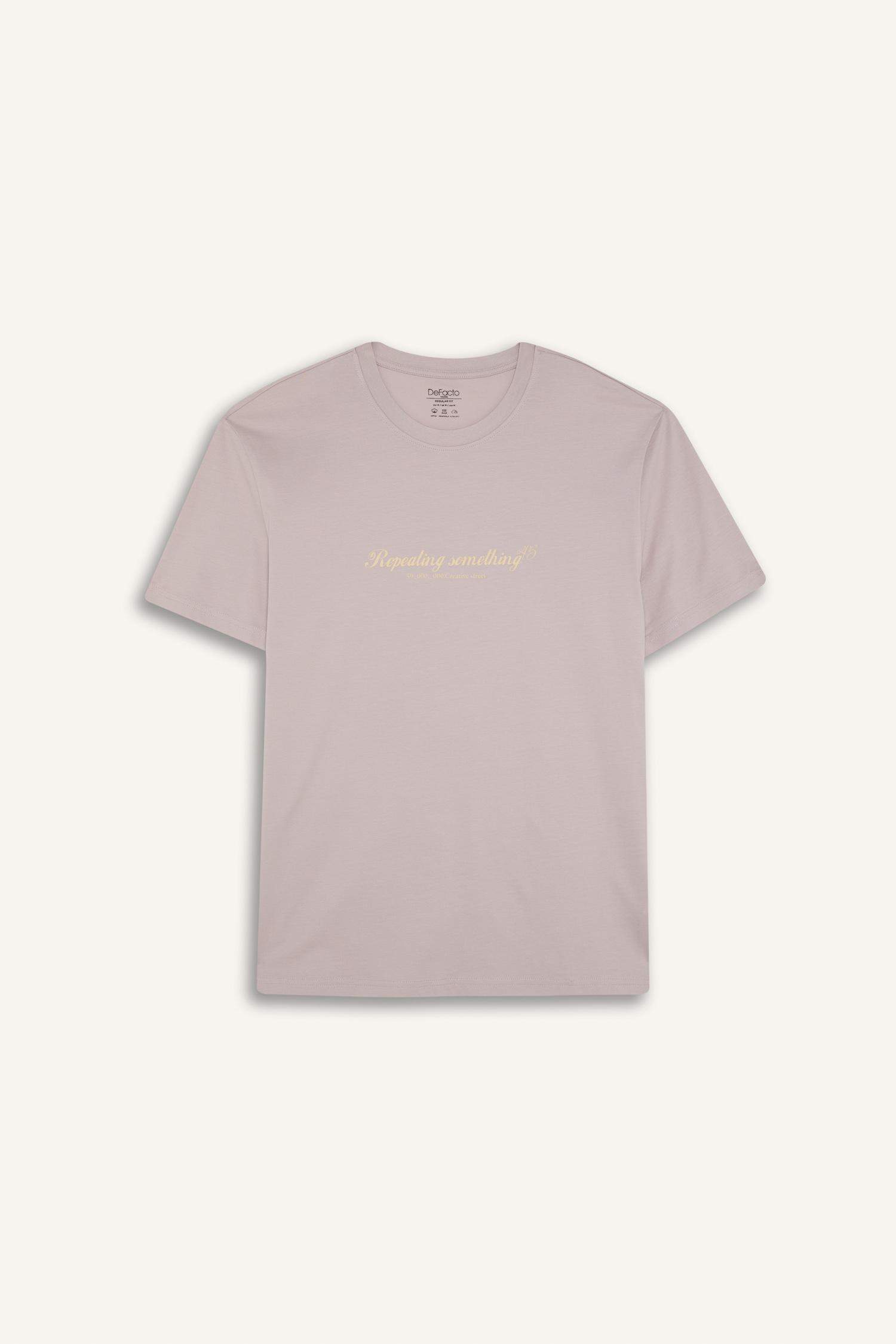 T-shirt en coton imprimé à col rond et manches courtes Coupe régulière