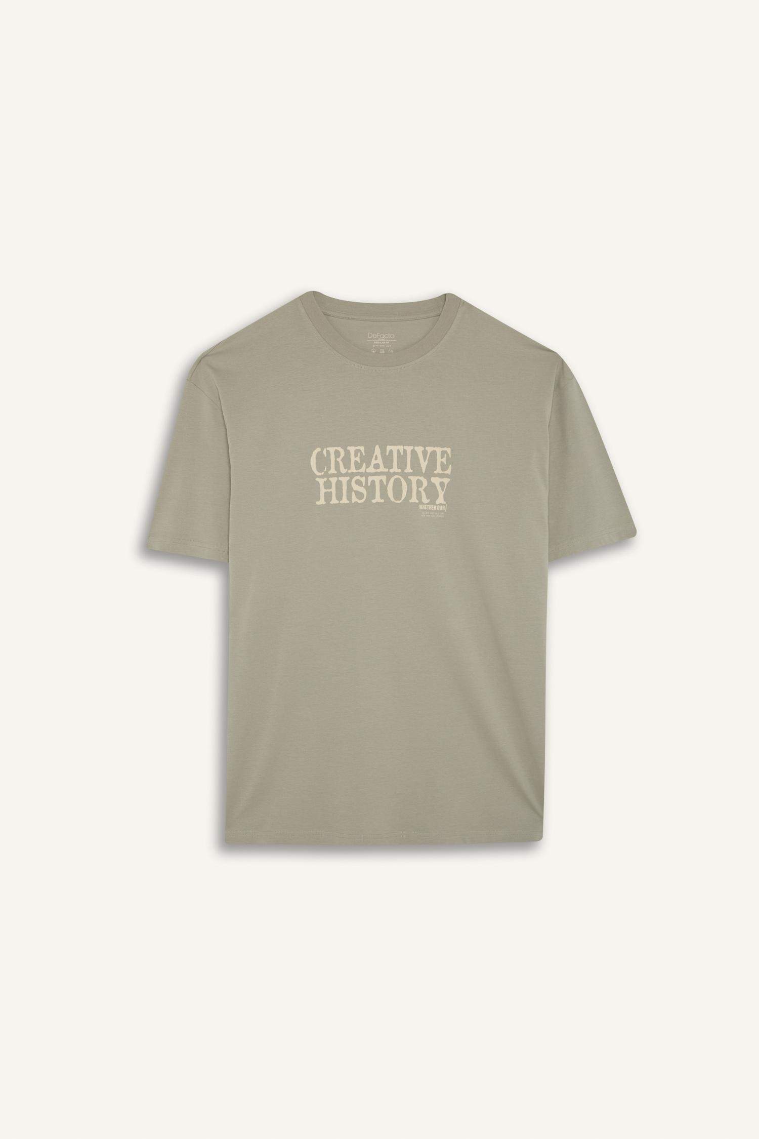 Cotton Regular Fit Crew Neck Printed T-Shirt