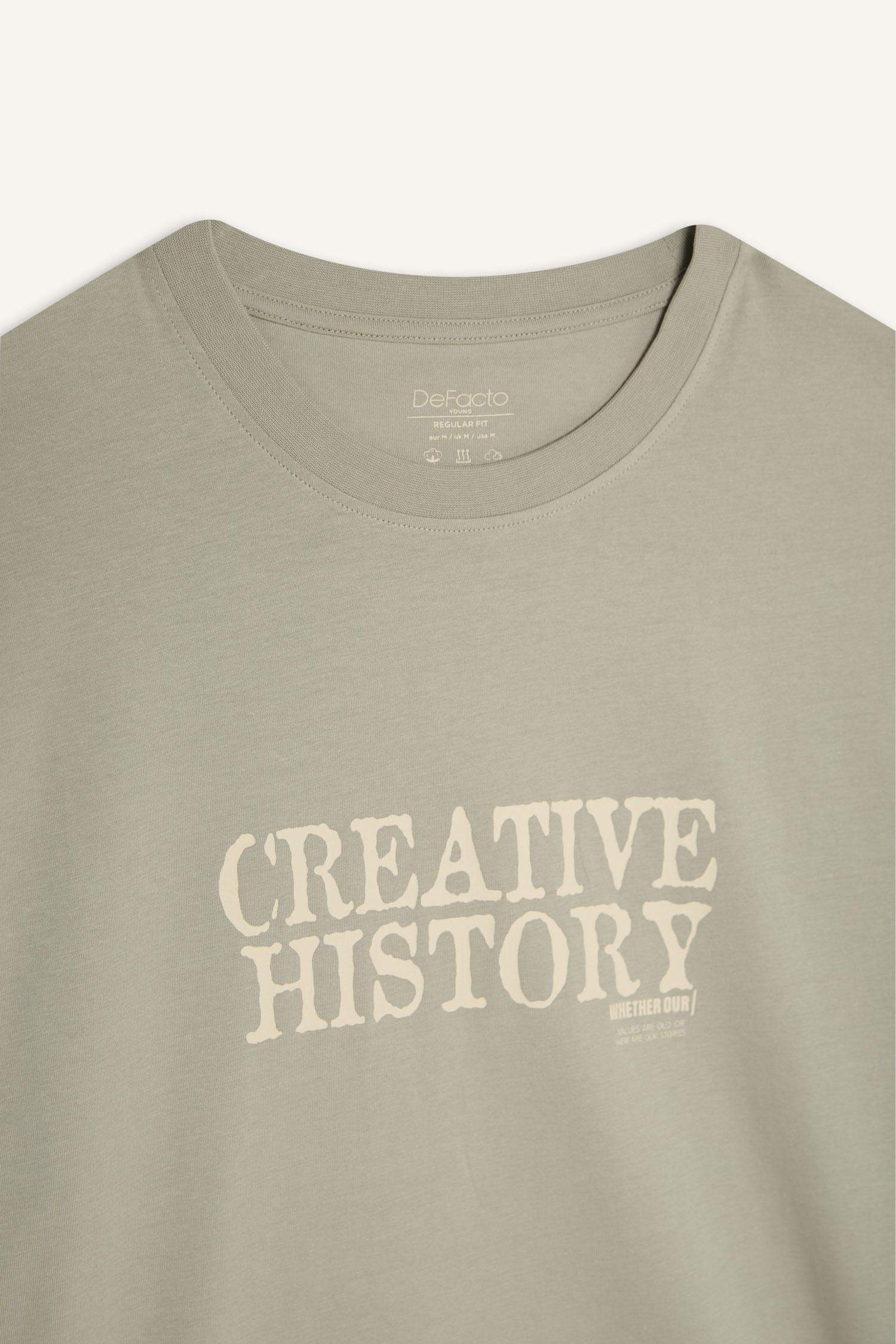 Cotton Regular Fit Crew Neck Printed T-Shirt