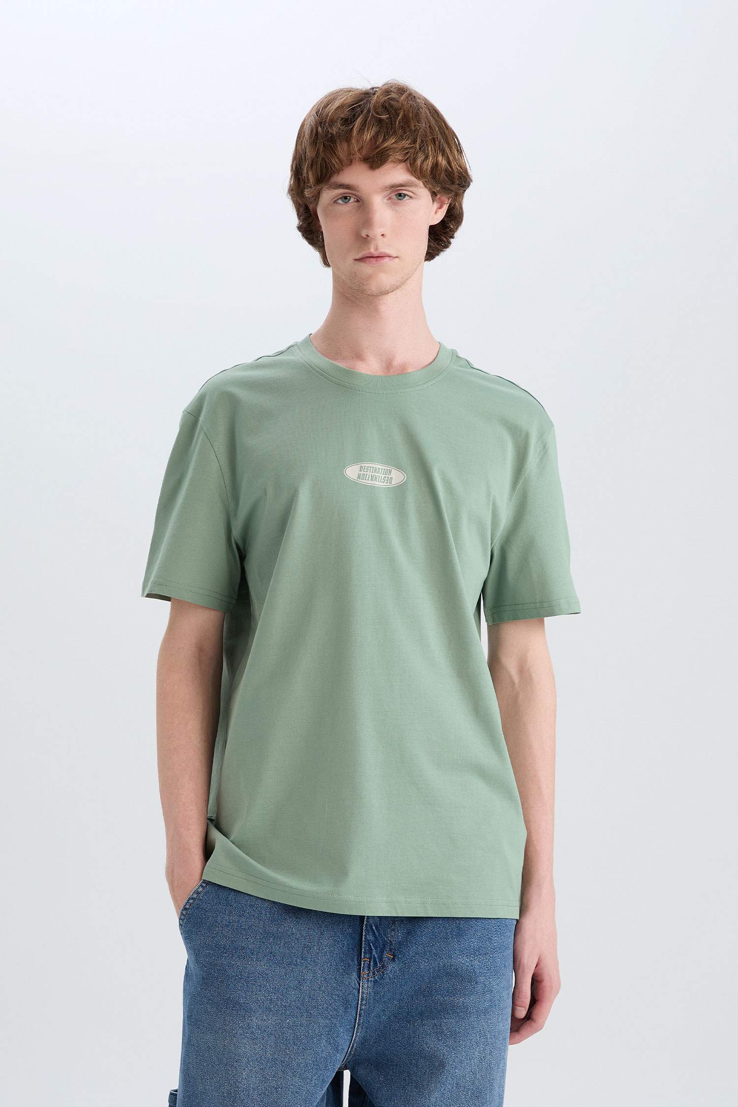 T-shirt en coton imprimé à col rond Coupe régulière