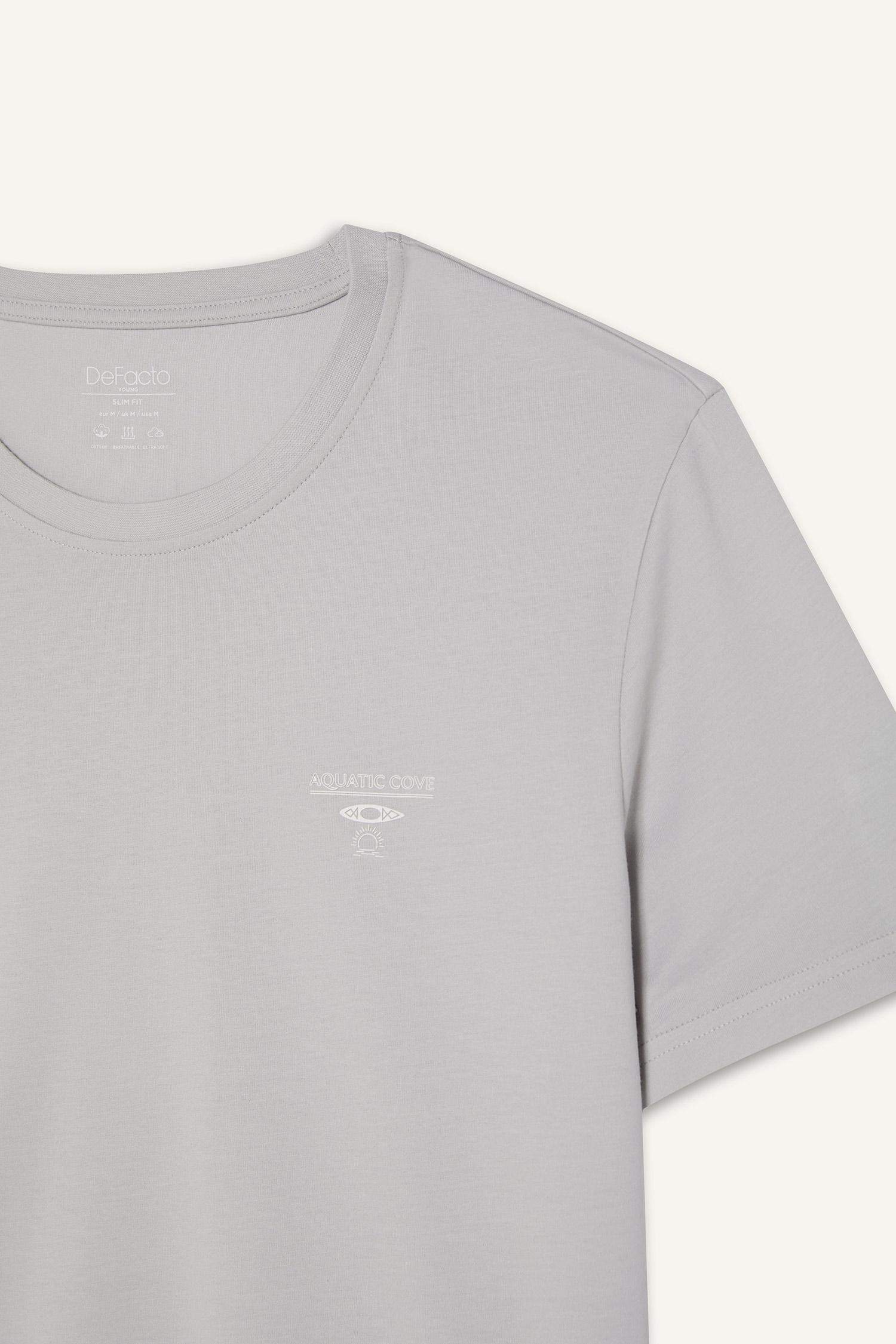 Cotton Slim Fit Crew Neck Printed Short Sleeve T-Shirt