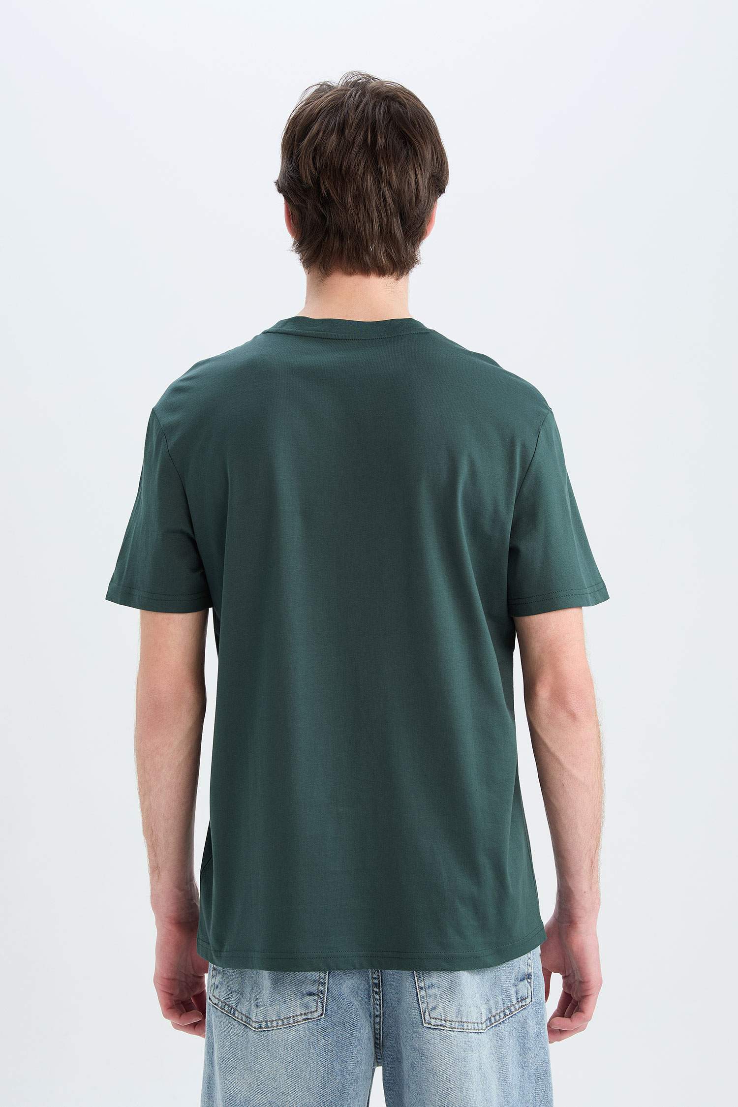 تيشيرت قطن قصة عادية برقبة مستديرة