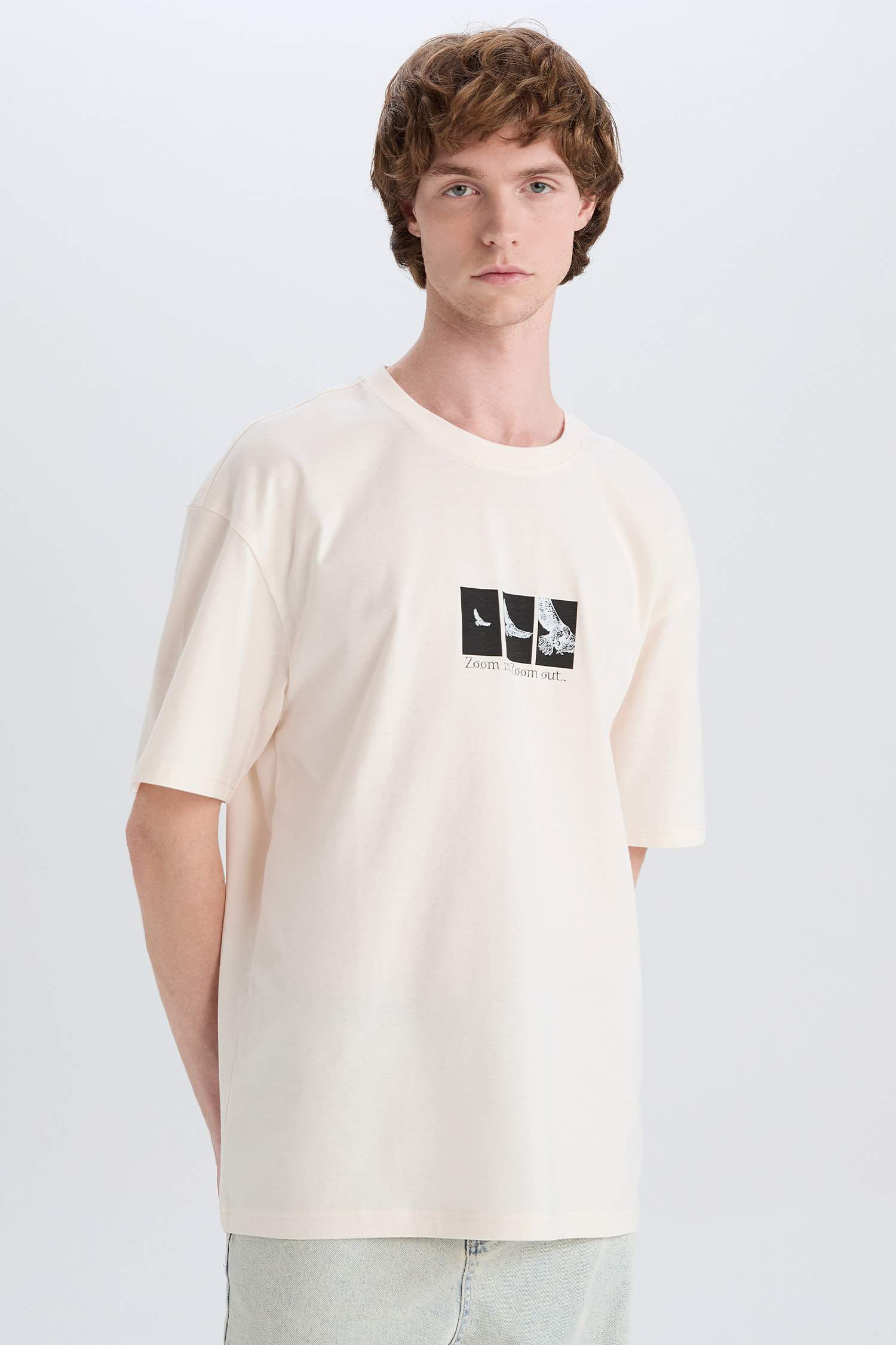 Футболка с круглым вырезом и короткими рукавами с принтом