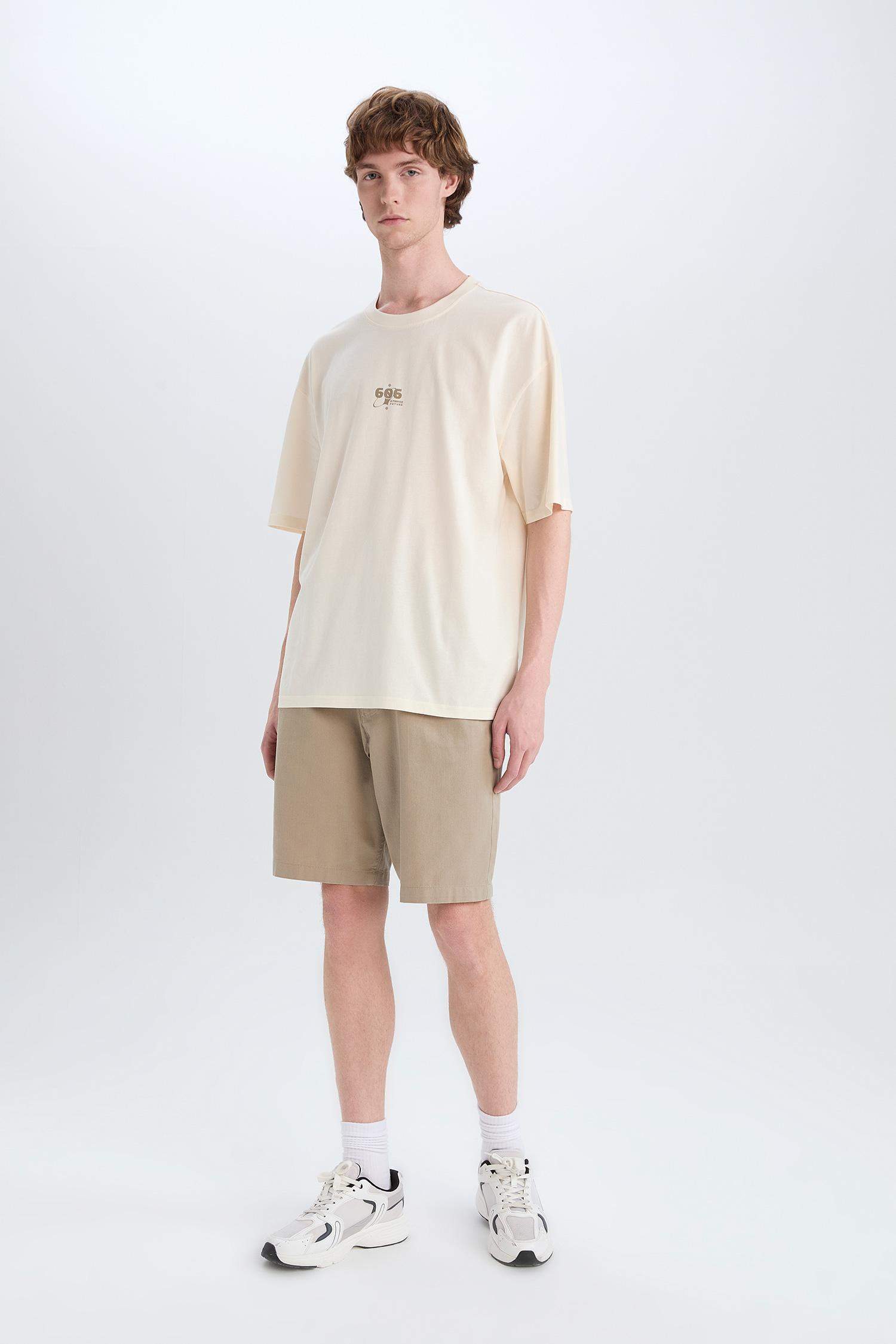 Cotton Oversize Fit Crew Neck Printed T-Shirt