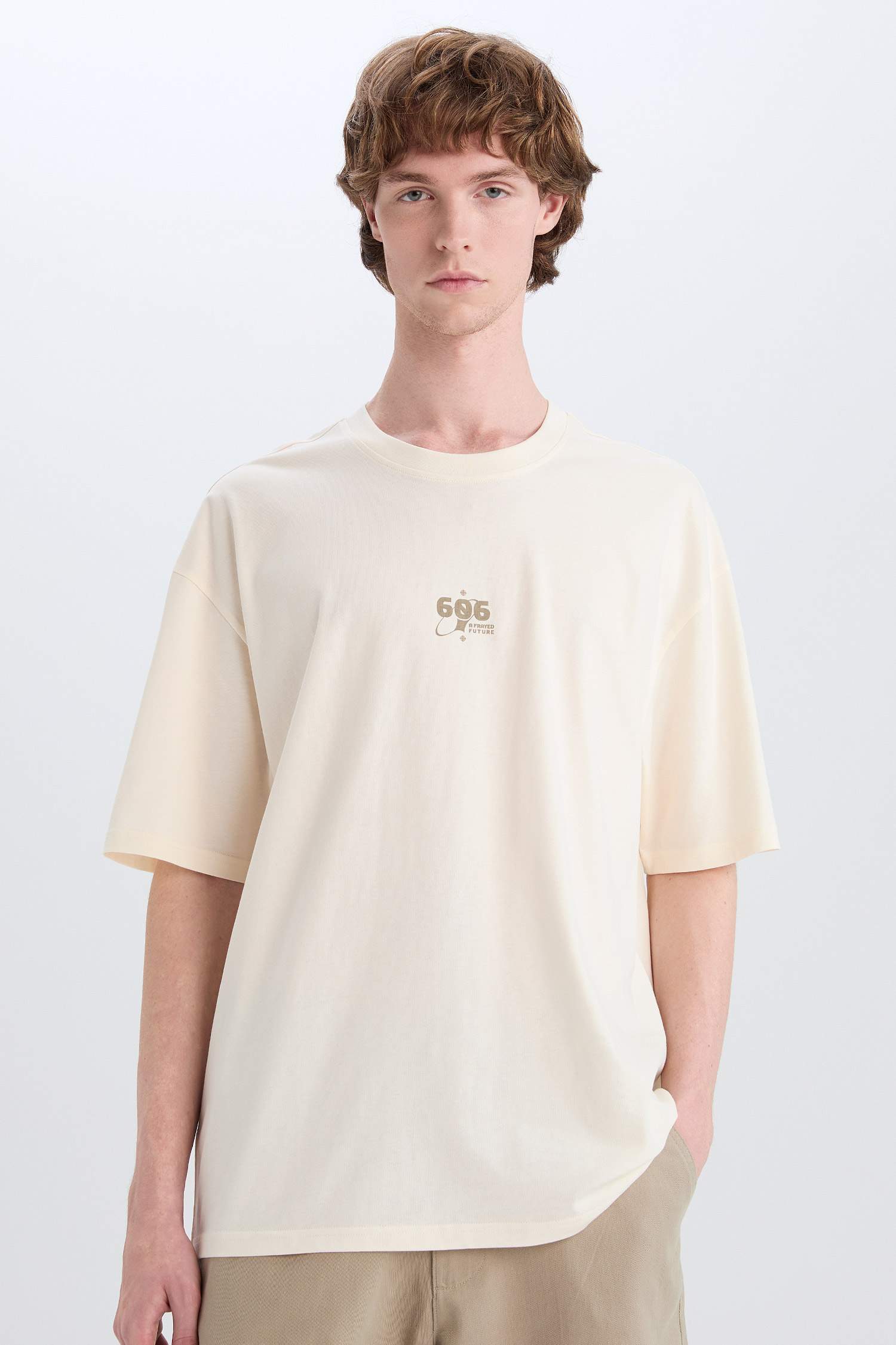 Cotton Oversize Fit Crew Neck Printed T-Shirt