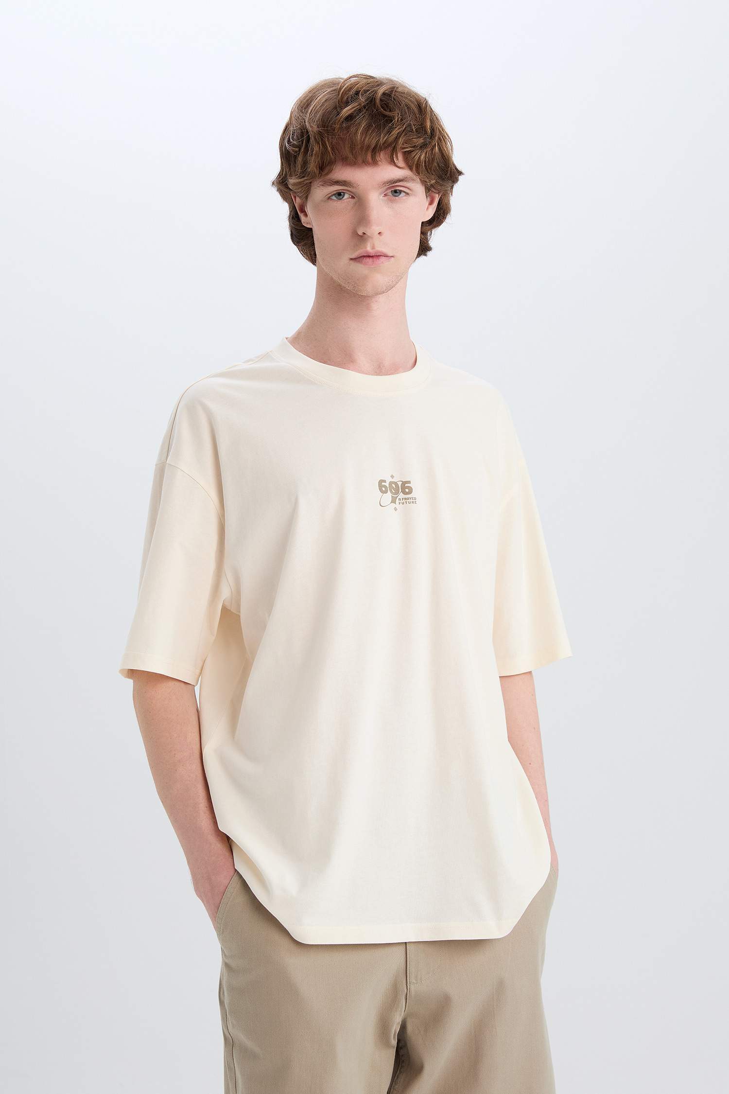 Cotton Oversize Fit Crew Neck Printed T-Shirt