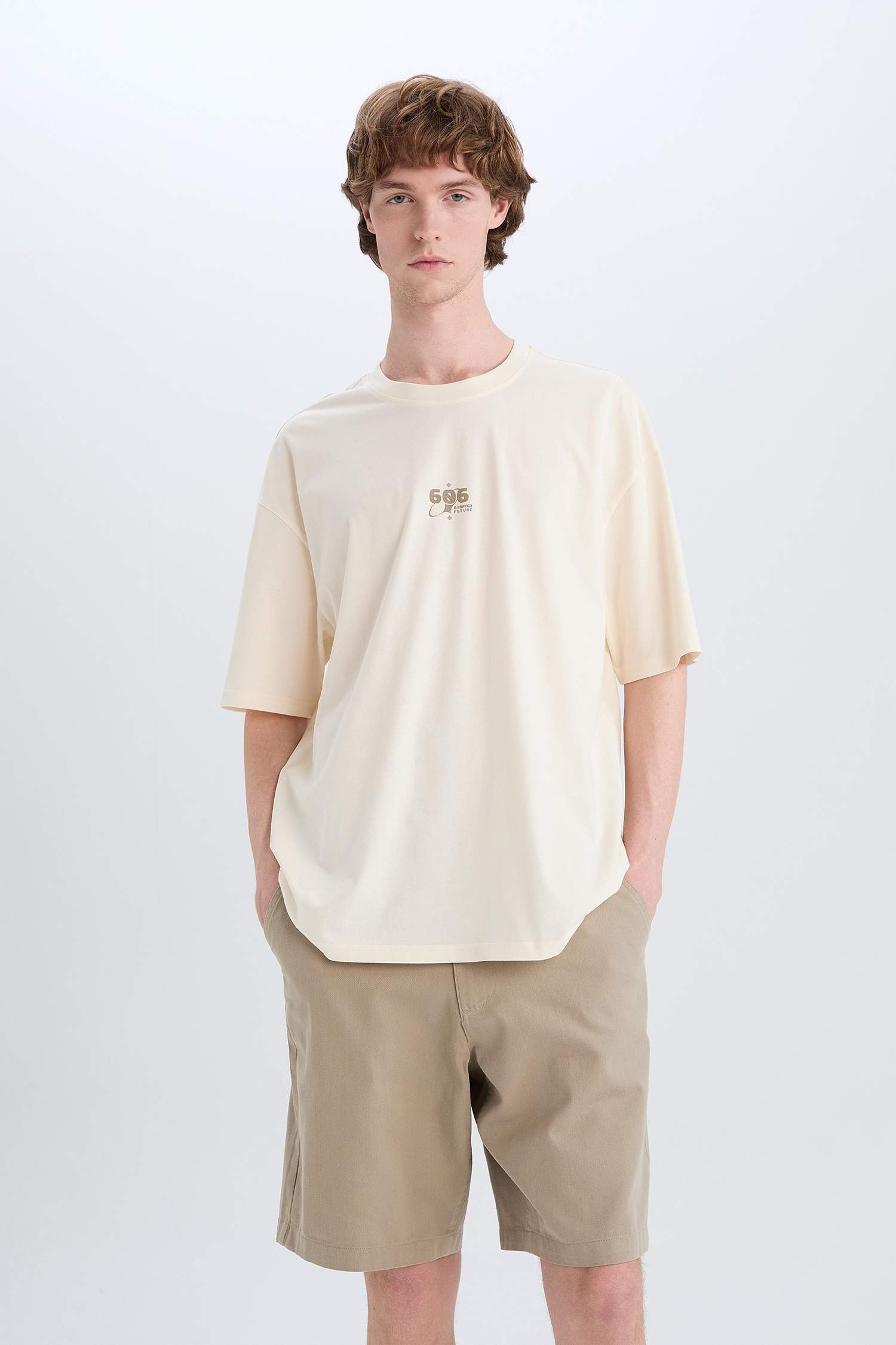 Cotton Oversize Fit Crew Neck Printed T-Shirt