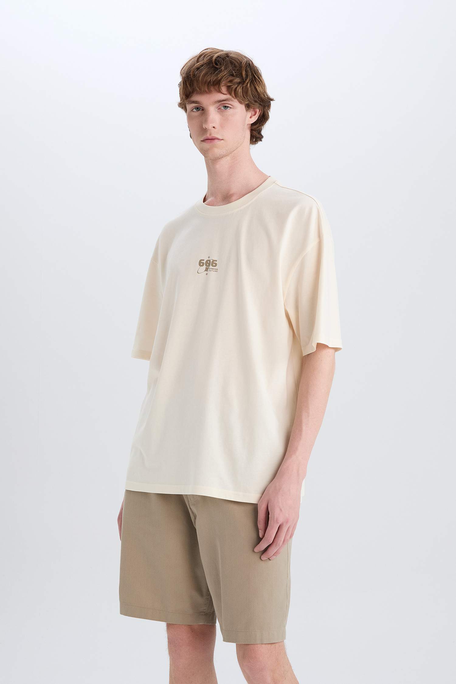 Cotton Oversize Fit Crew Neck Printed T-Shirt
