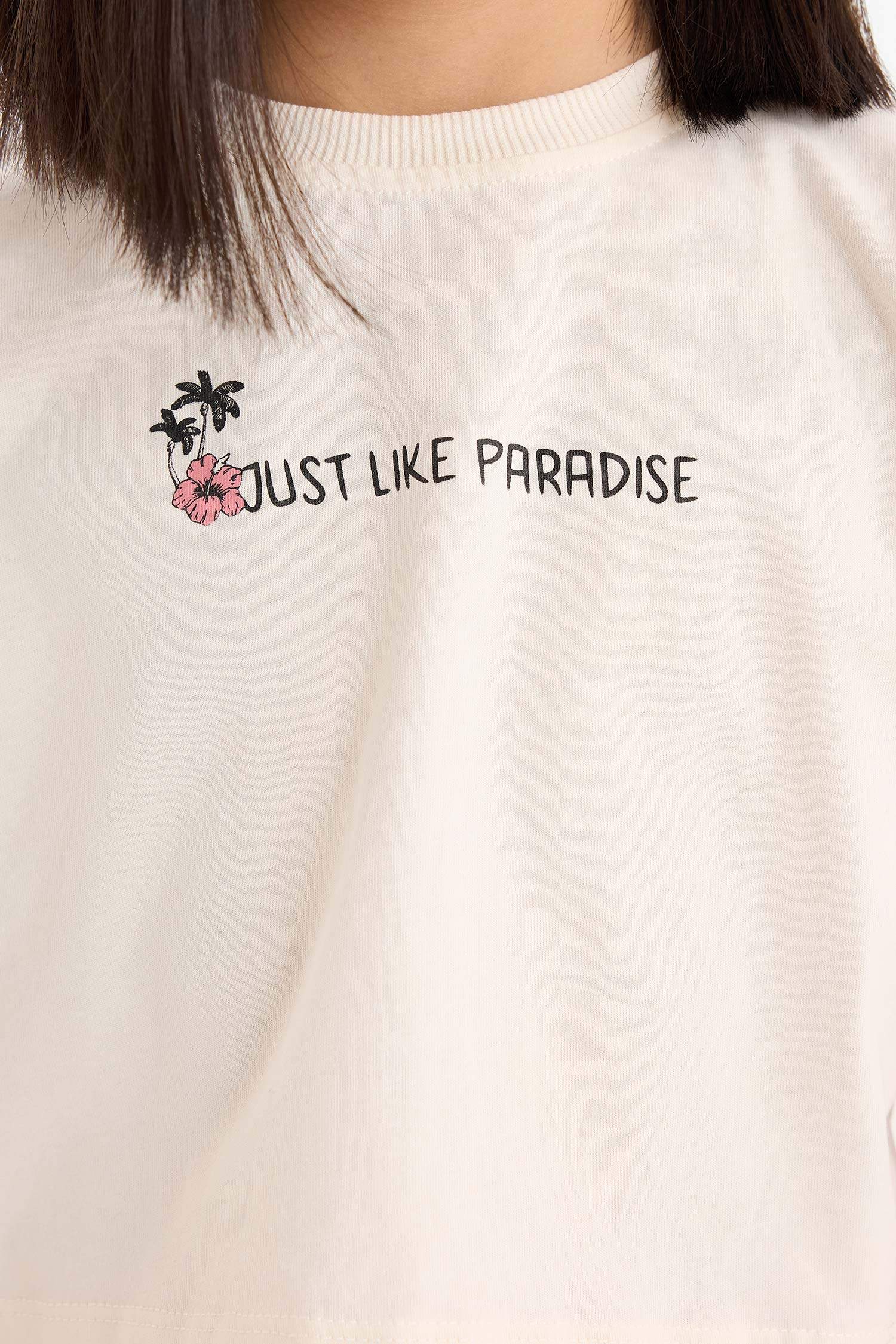 Kız Çocuk 2'li Takım Baskılı Kısa Kollu Tişört Beli Lastikli Şort