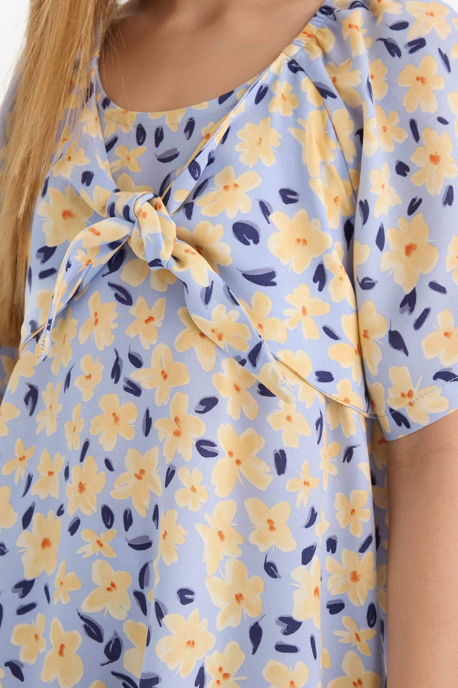 Girl Patterned Viscose Short Sleeve Dress