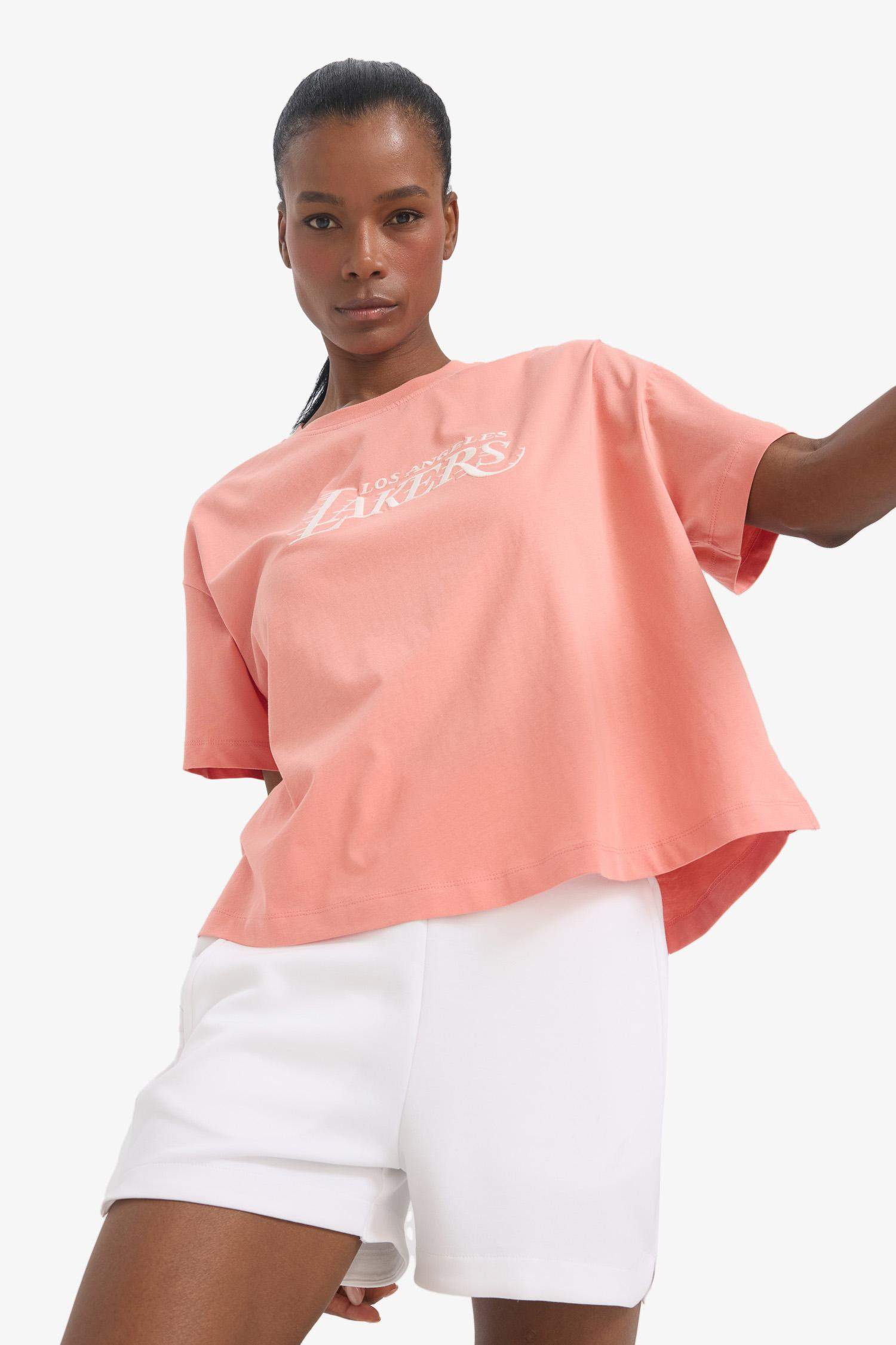 تيشيرت اوفر سايز نص كم من لوس أنجلوس ليكرز من DeFactoFit