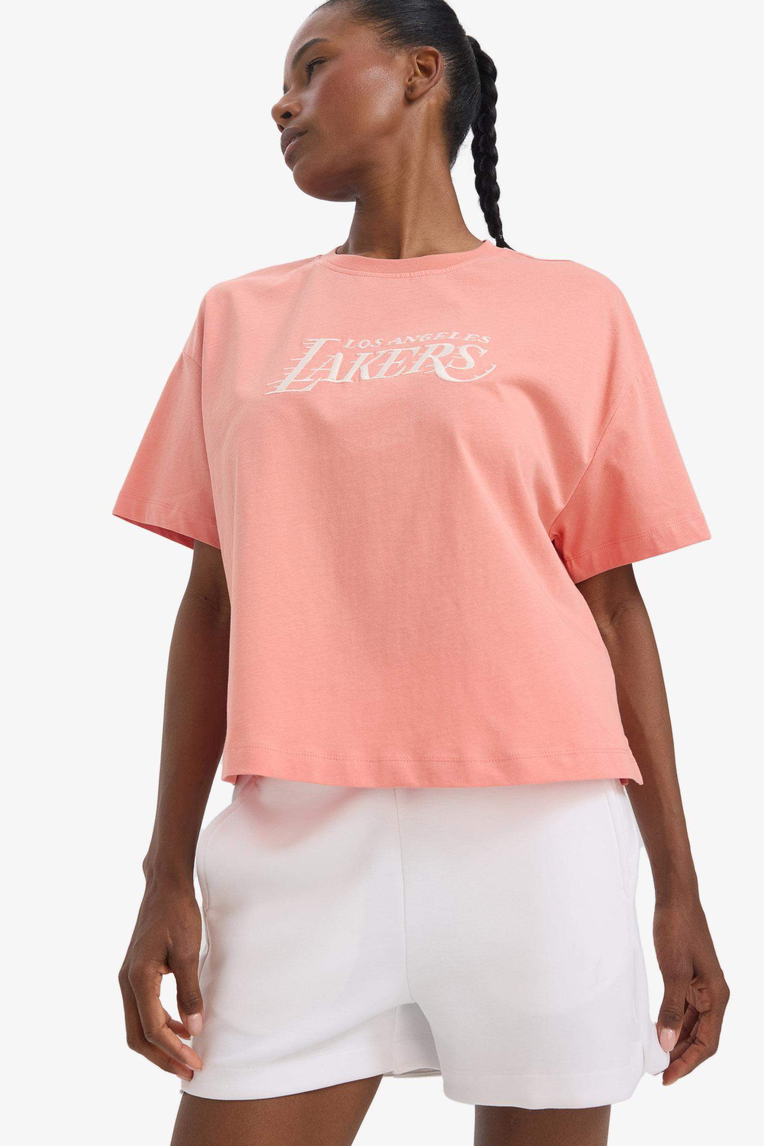 تيشيرت اوفر سايز نص كم من لوس أنجلوس ليكرز من DeFactoFit