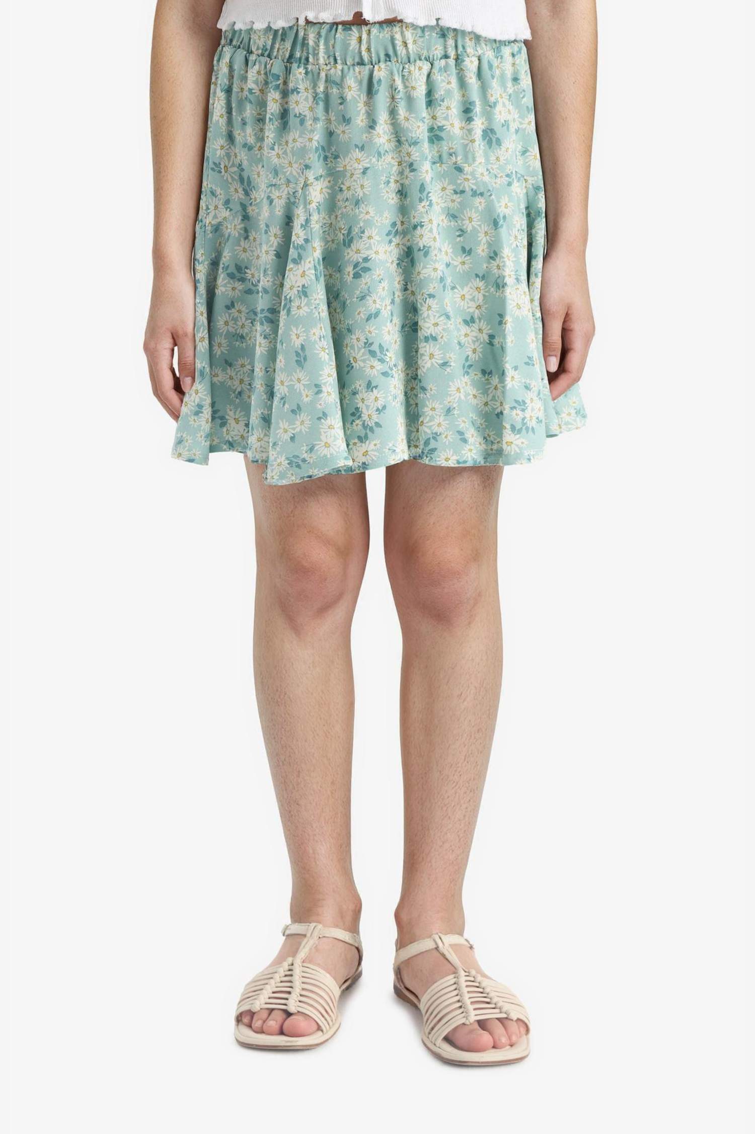 Kız Çocuk Desenli Beli Lastikli Viskon Etek