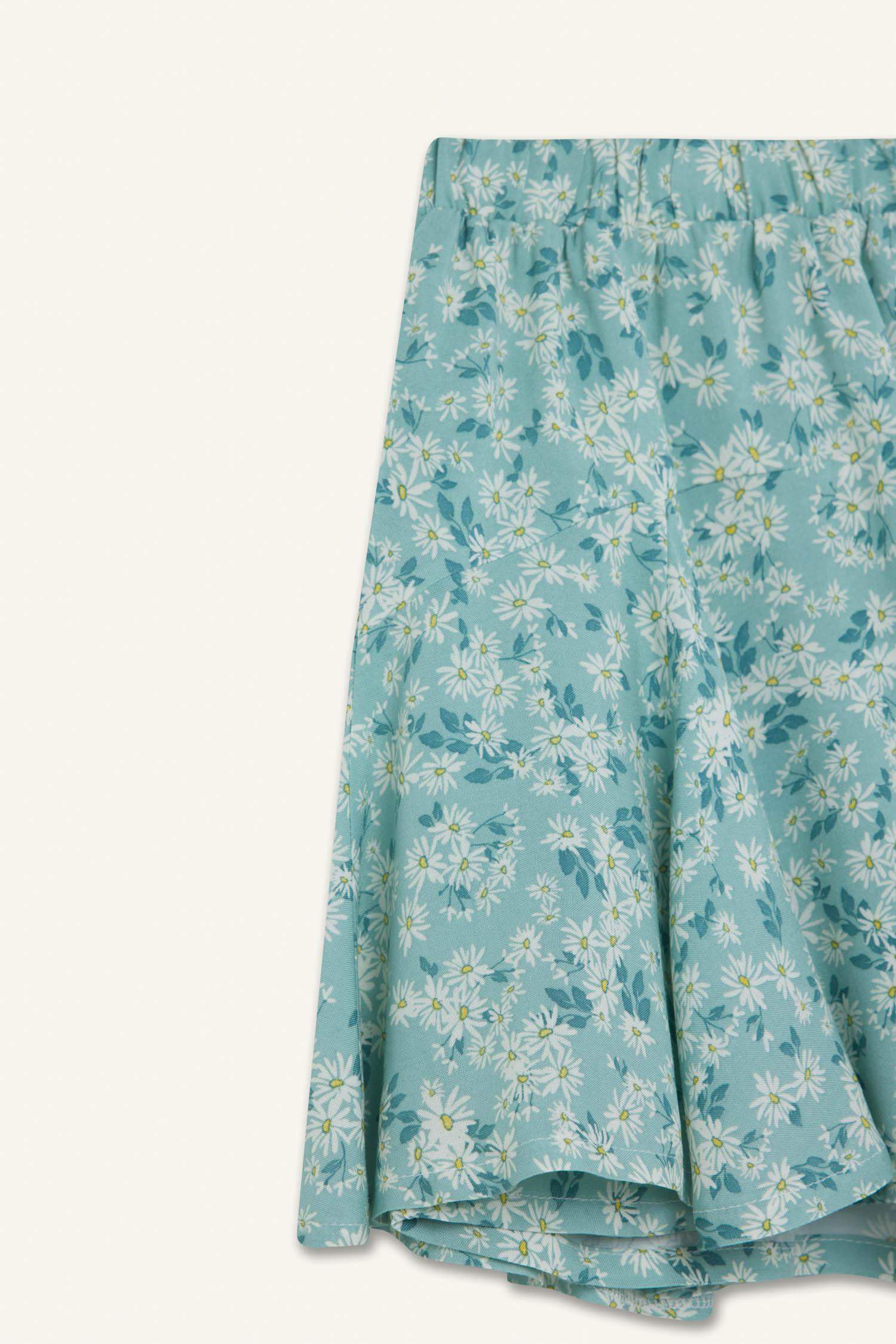 Kız Çocuk Desenli Beli Lastikli Viskon Etek