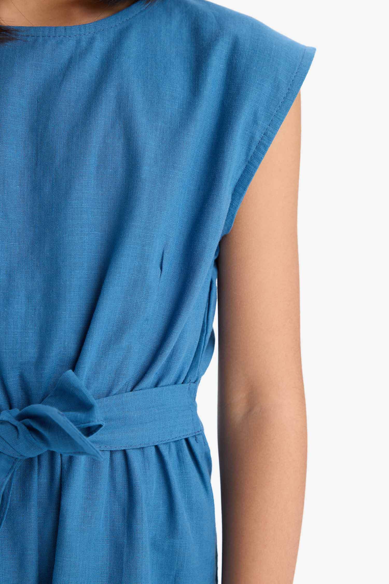 Kız Çocuk Bağlamalı Pamuklu Kolsuz Kısa Tulum