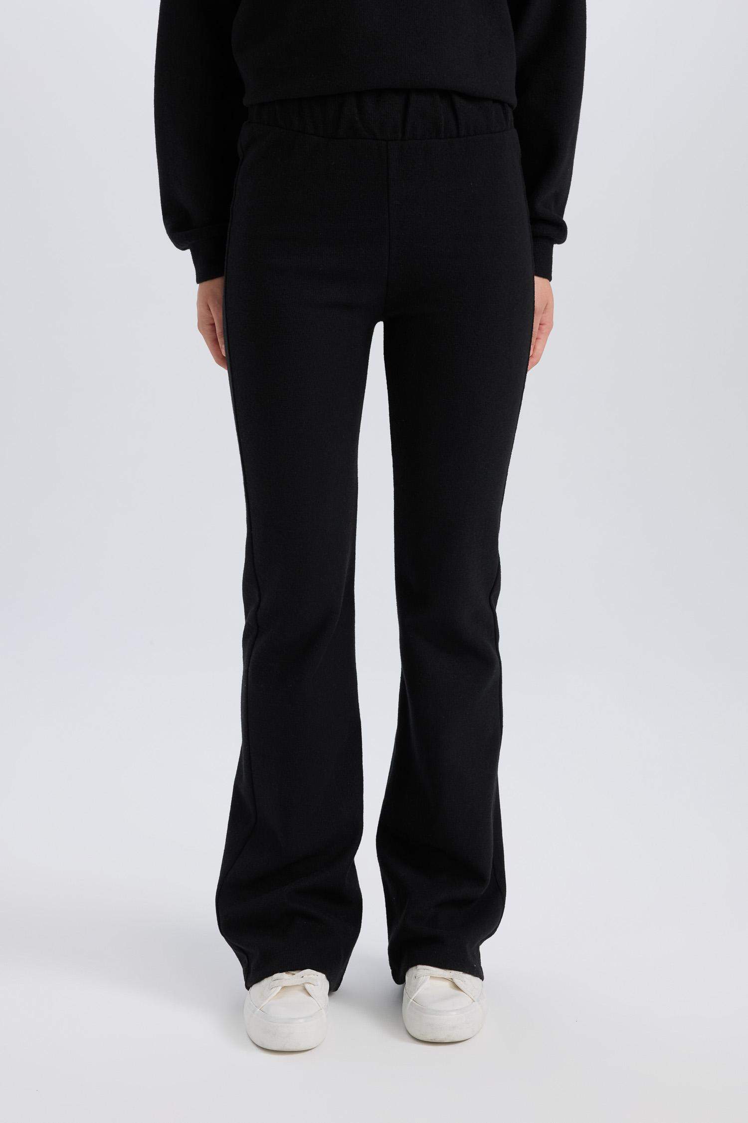 2'li Takım Basic Düz Bisiklet Yaka Üst Beli Lastikli Uzun Alt