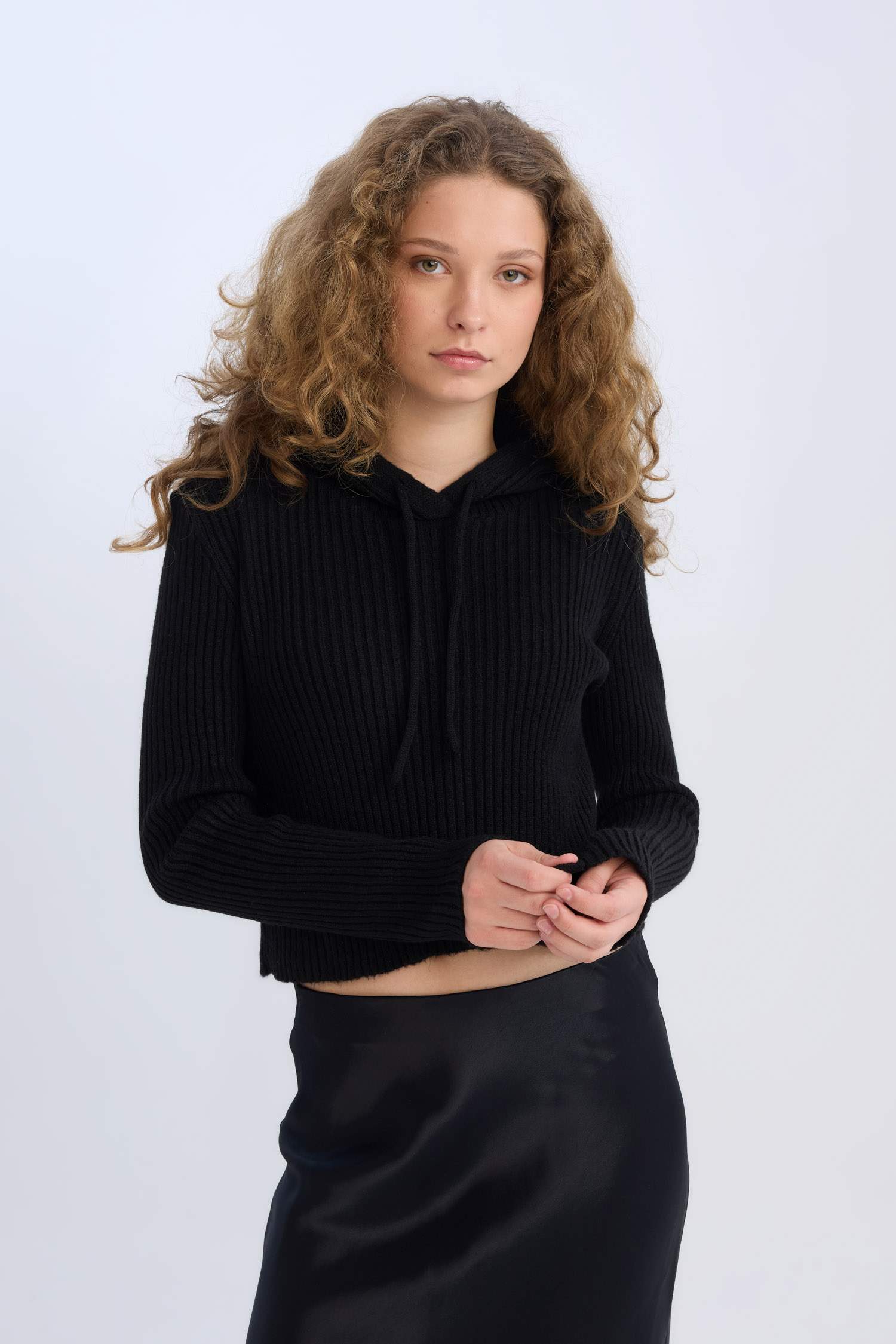 Loose Fit Kapüşonlu Basic Düz Kalın Sweatshirt