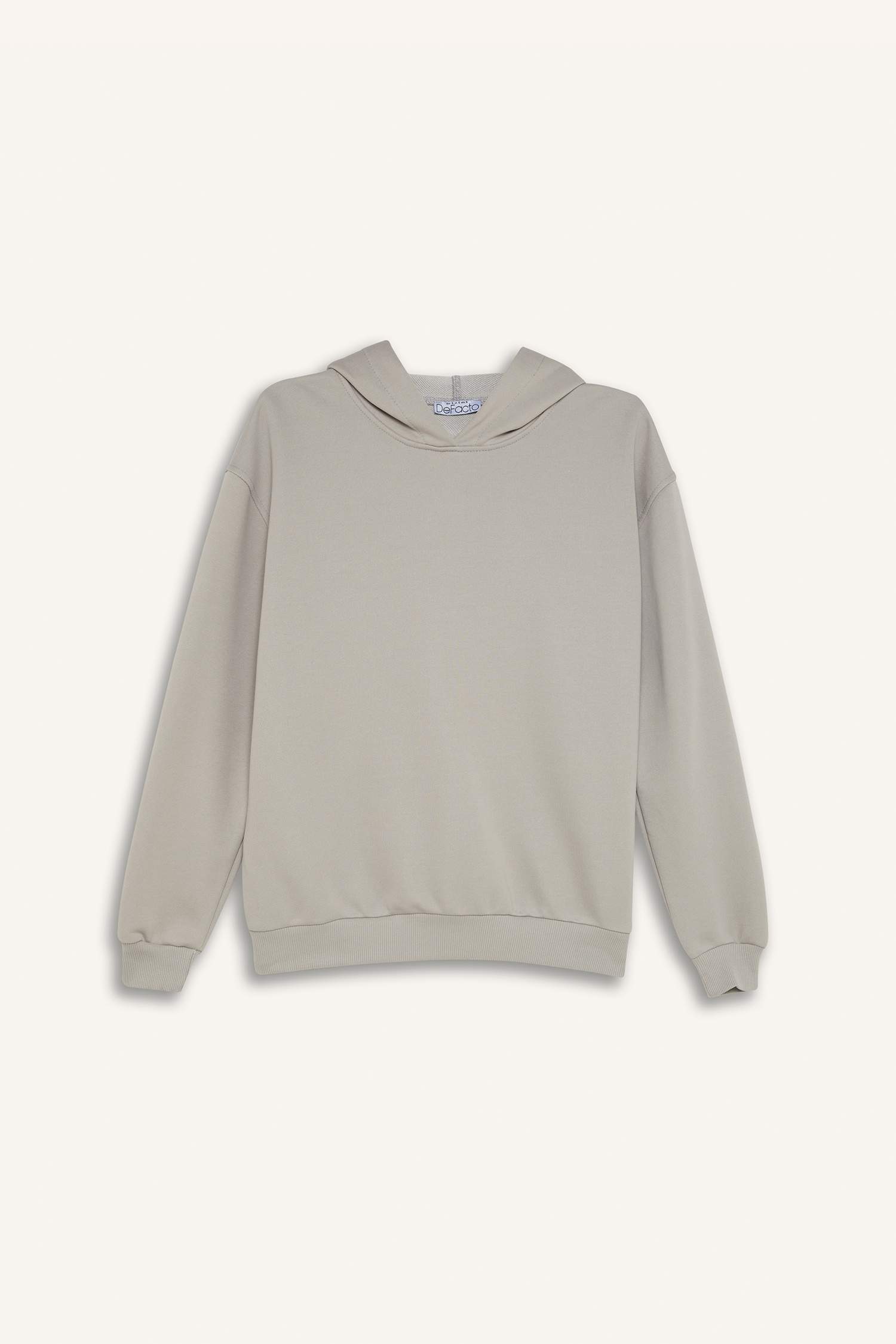 Loose Fit Kapüşonlu Basic Düz Kalın Kumaş Sweatshirt