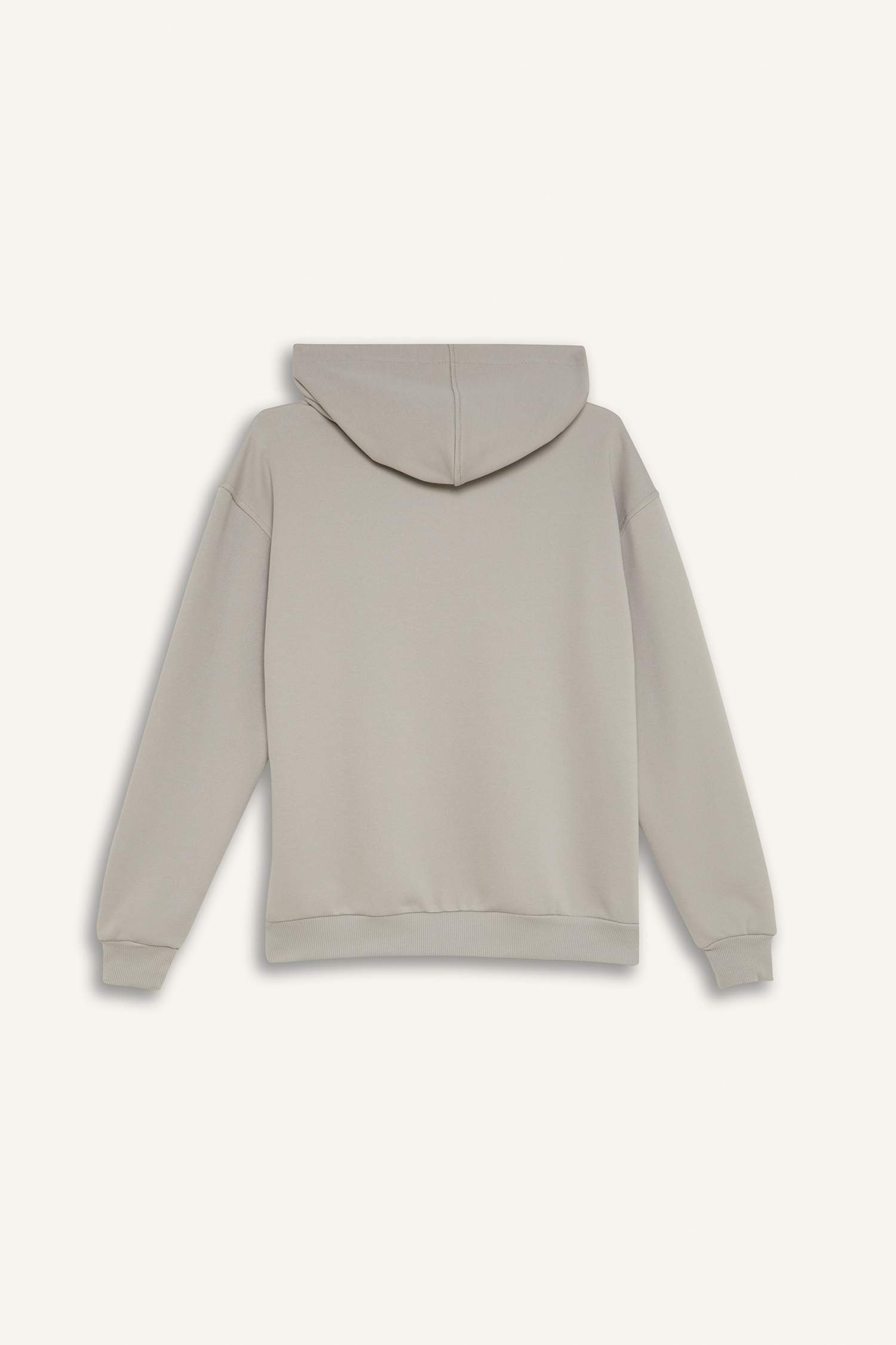Loose Fit Kapüşonlu Basic Düz Kalın Kumaş Sweatshirt