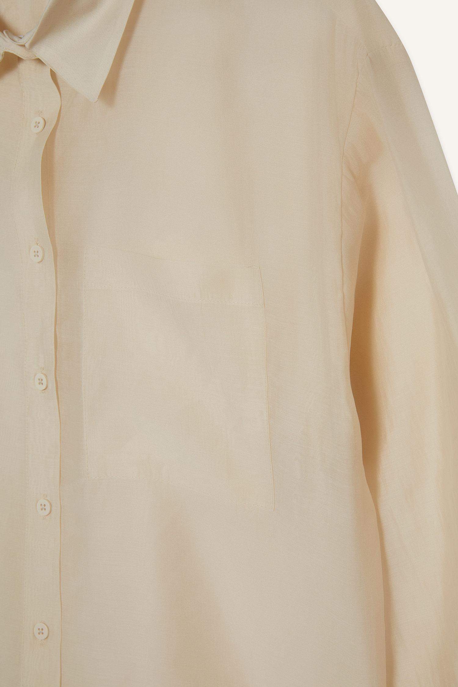 قميص ردن طويل منسوج اوفر سايز