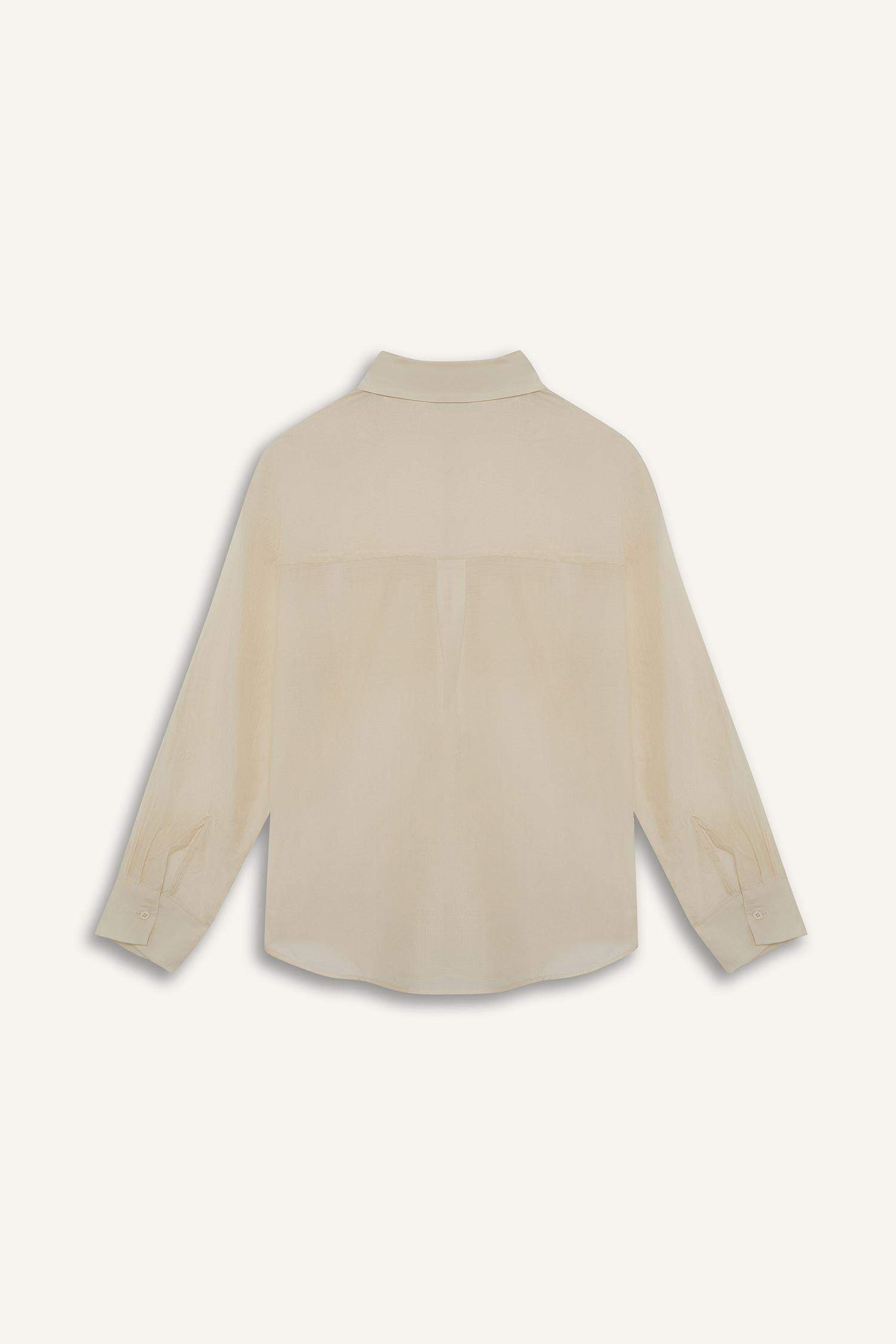 قميص ردن طويل منسوج اوفر سايز