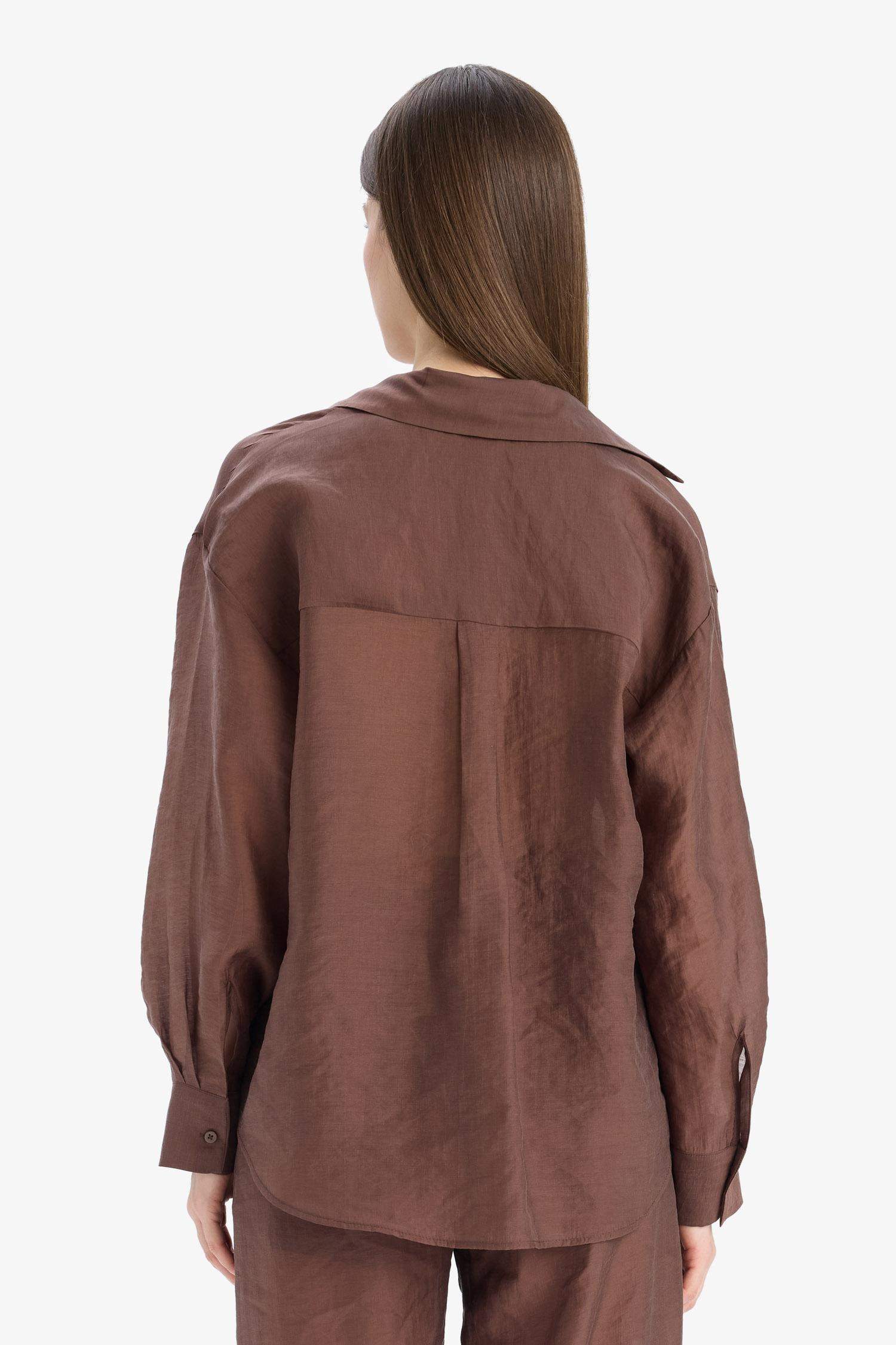 Oversize Geniş Kalıp Cepli Modal Uzun Kollu Gömlek