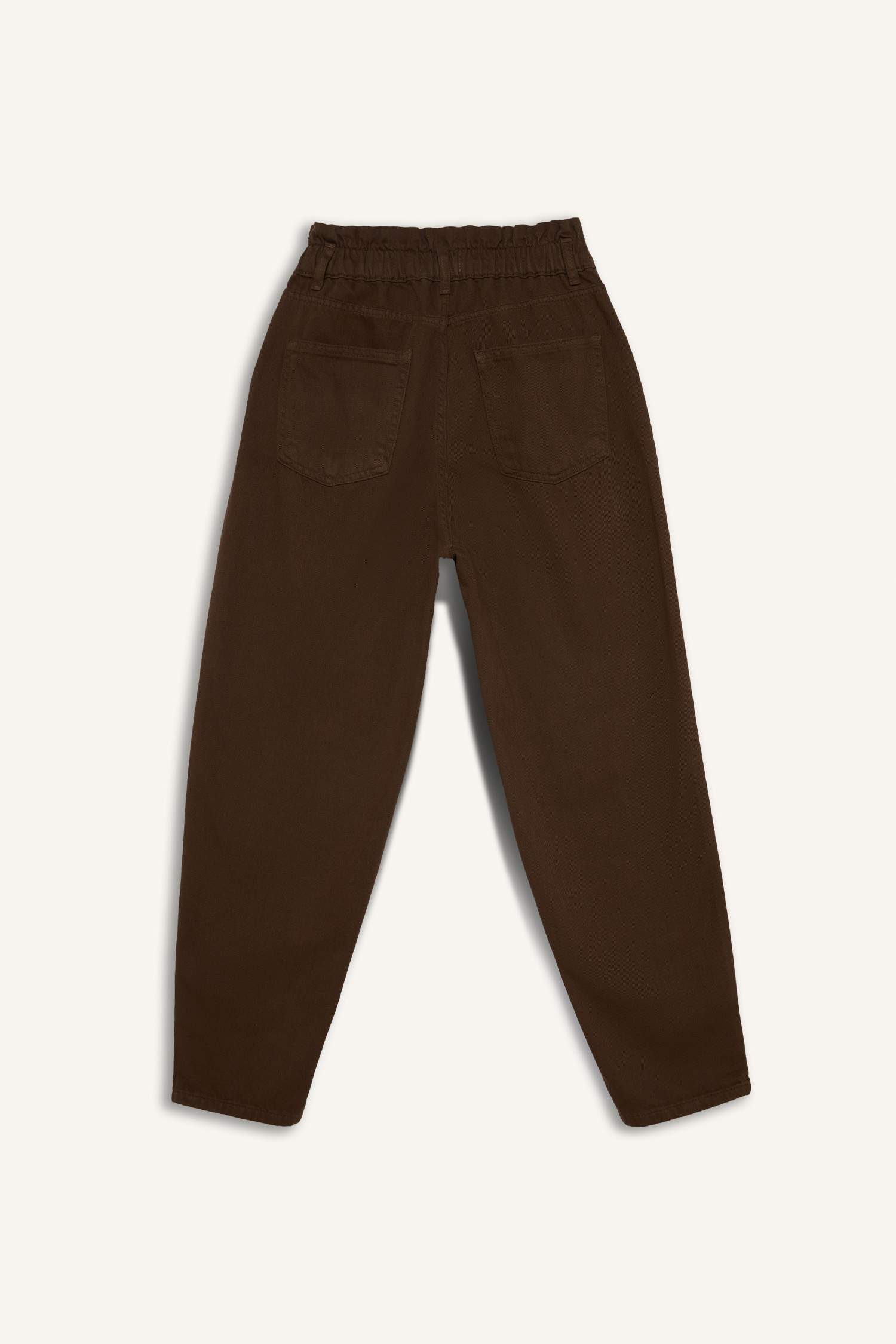 Paperbag Elastic Waist Ankle Length Jeans